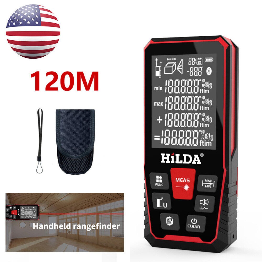 120M Handheld Digital Laser Point Distance Meter Measure Tape Range Finder Tool
