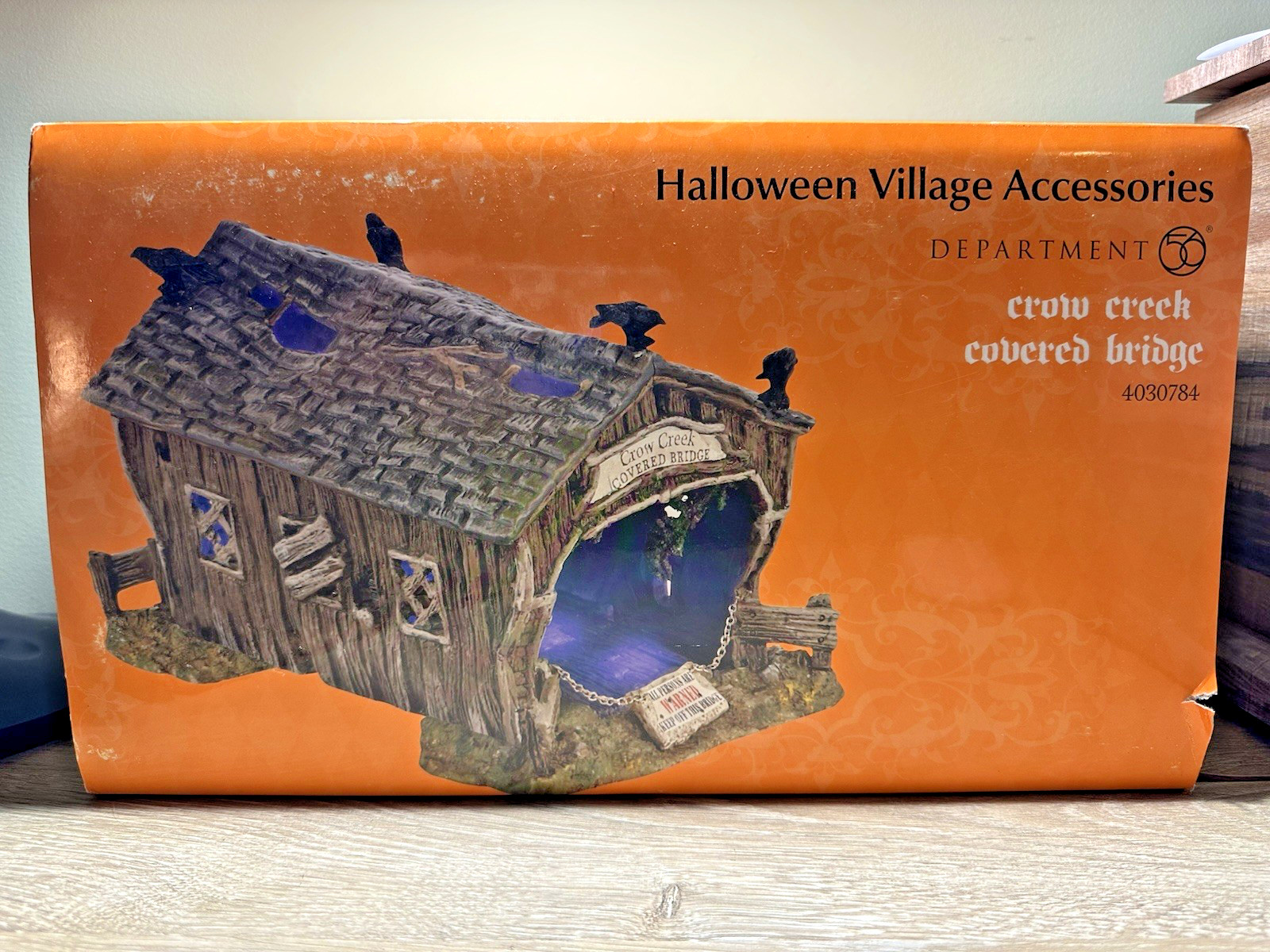 Dept 56 Crow Creek Covered Bridge 4030784 Halloween Village Lighted Boxed