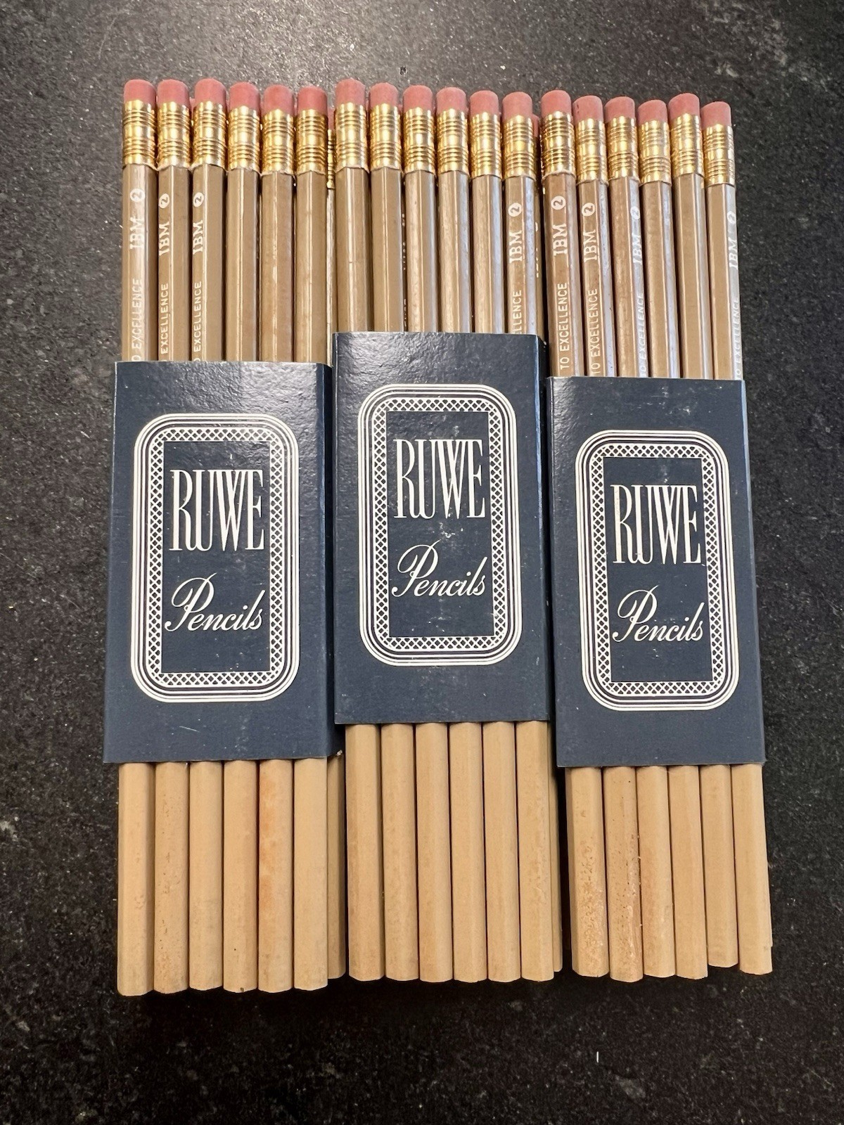 Vtg NOS Lot of 72 Vintage RUWE Pencils – IBM “Commitment to Excellence” No. 2