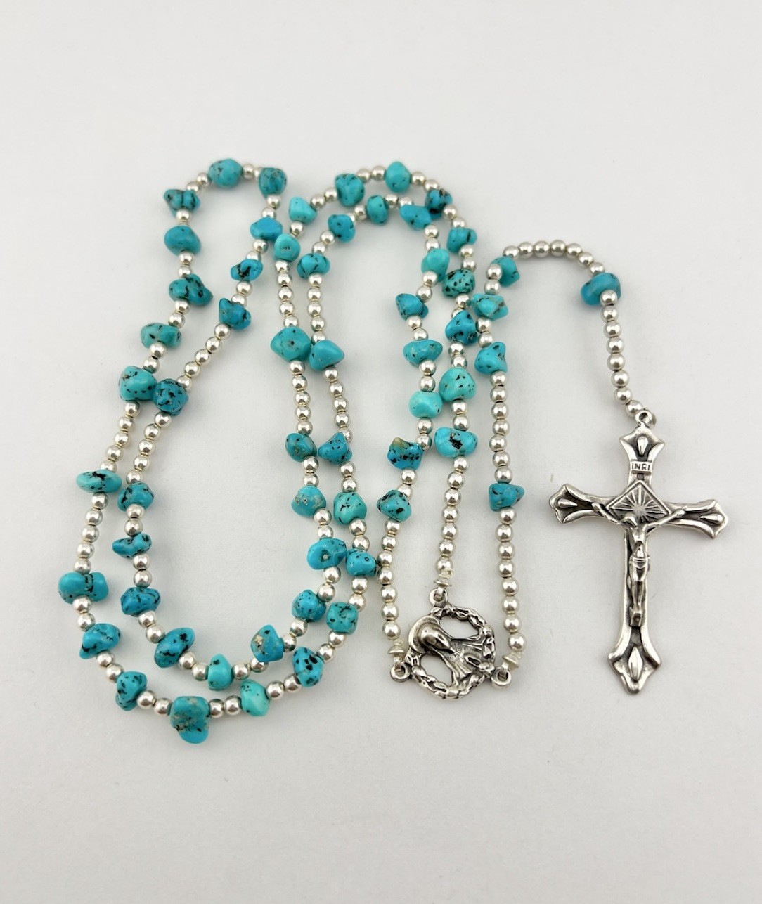 Vintage Navajo Sterling Silver Sleeping Beauty Turquoise Pearls Crucifix Rosary Vintage Navajo Sterling Silver Sleeping Beauty Turquoise Pearls Crucifix Rosary