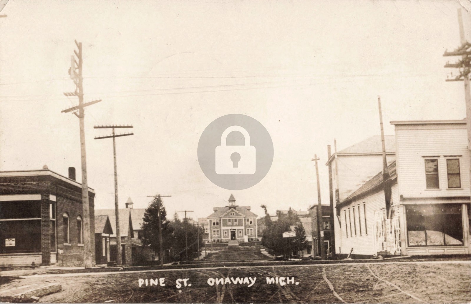 Street View Pine St., Onaway MI Michigan 1911 RPPC Photo Postcard COPY Street View Pine St., Onaway MI Michigan 1911 RPPC Photo Postcard COPY