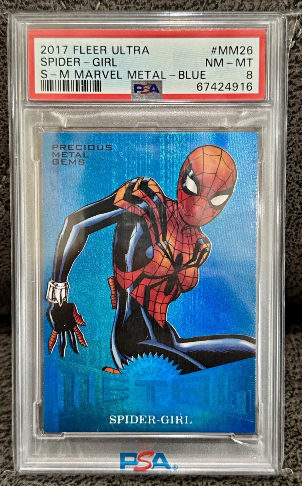 Fleer 2017 Ultra Spider-Man Precious Metal Gems Metal Blue #MM26 PSA 8 40/49 💎 Fleer 2017 Ultra Spider-Man Precious Metal Gems Metal Blue #MM26 PSA 8 40/49 💎