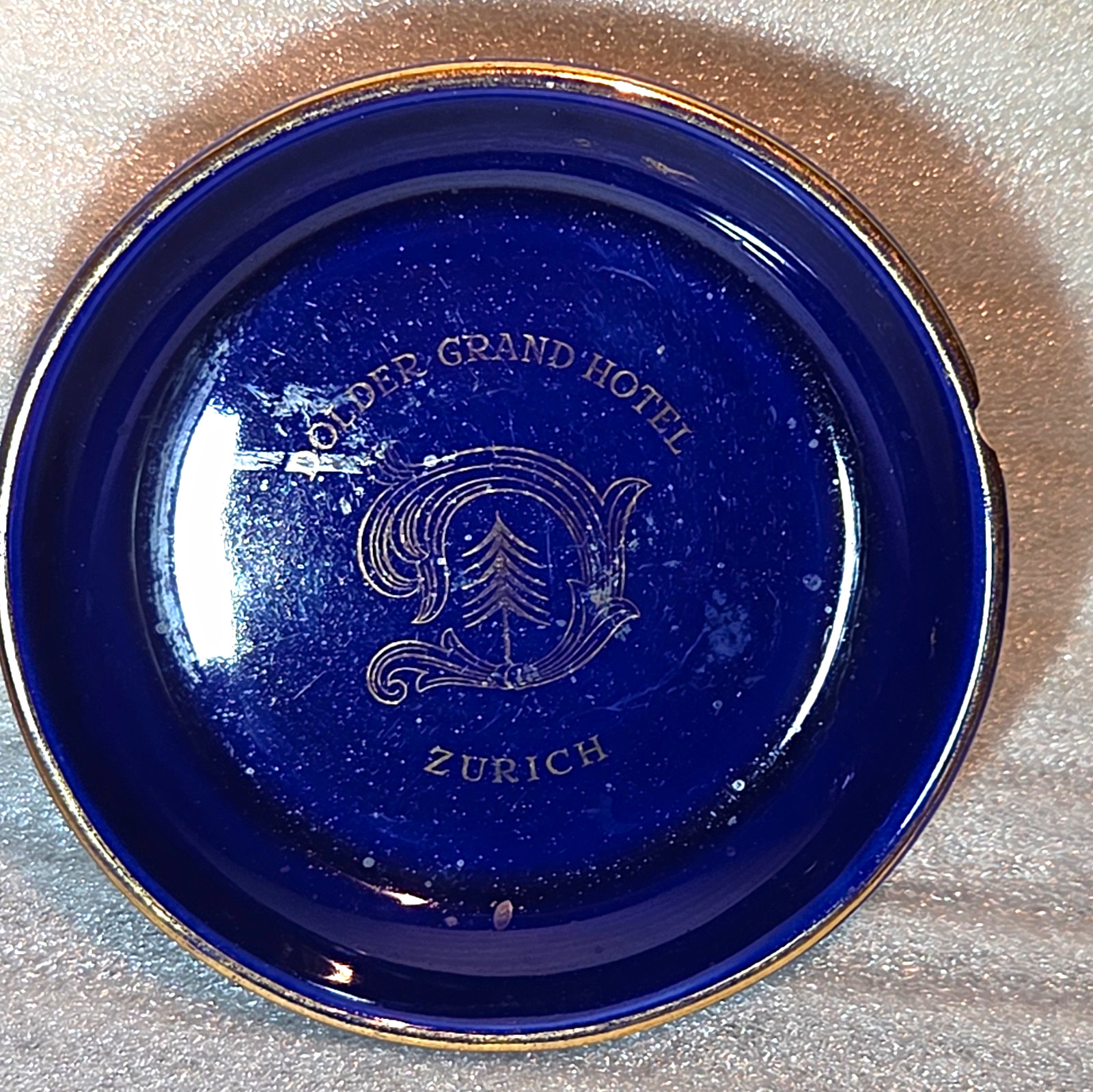 Fuhrmann Neuchatel Dolder Grand Hotel Zurich Blue & Gold Hotel Dinnerware Dish