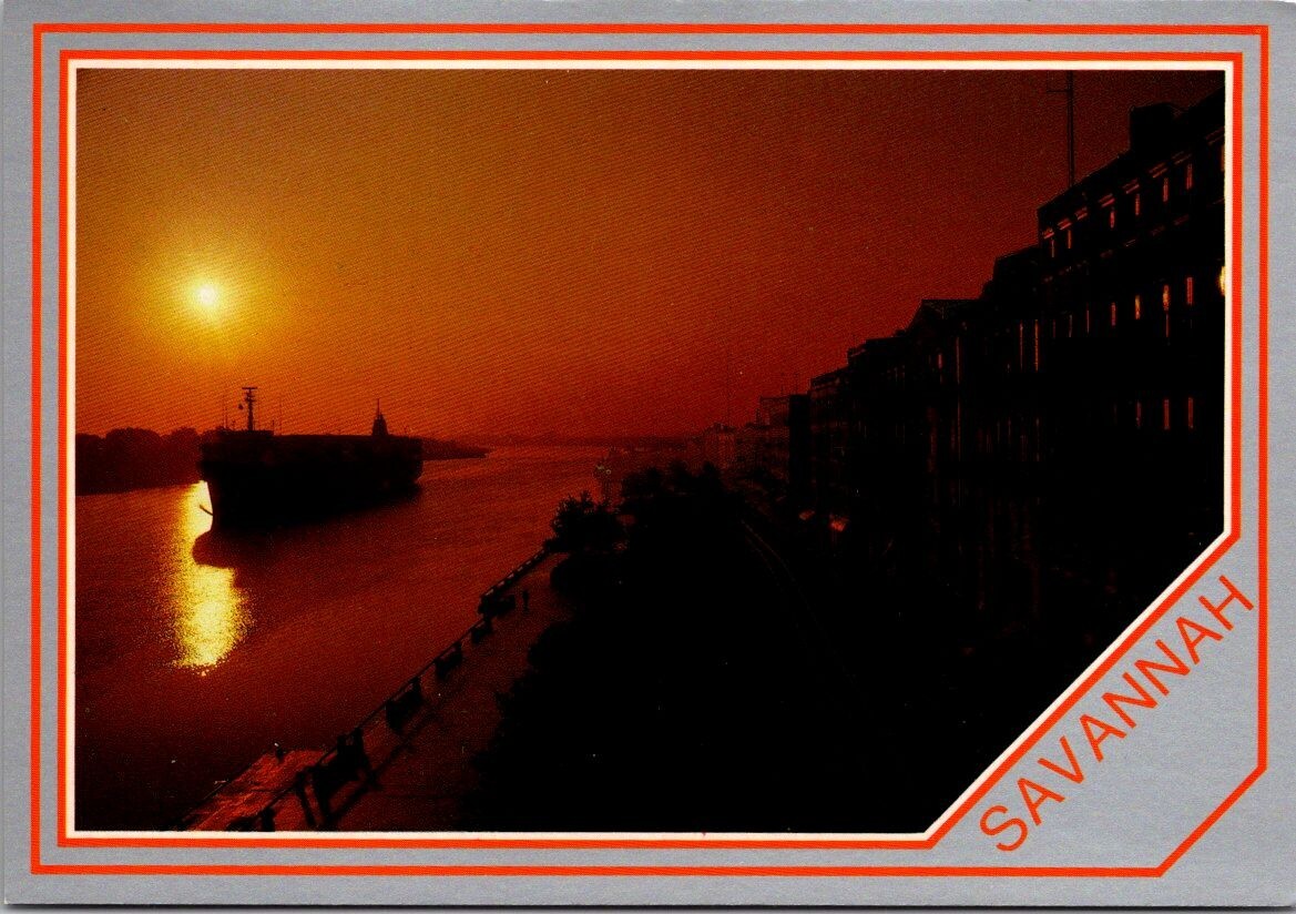Savannah Georgia Sunrise River Street Waterfront Ship Shops c2000 Postcard Savannah Georgia Sunrise River Street Waterfront Ship Shops c2000 Postcard