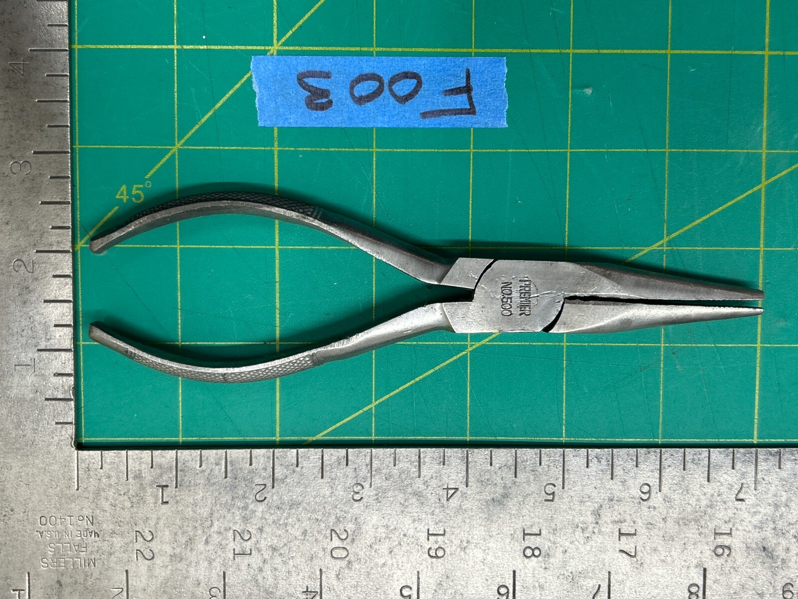 Vintage Premier No.500 Long Nose Needle Nose Pliers with Wire Cutters Tool Japan