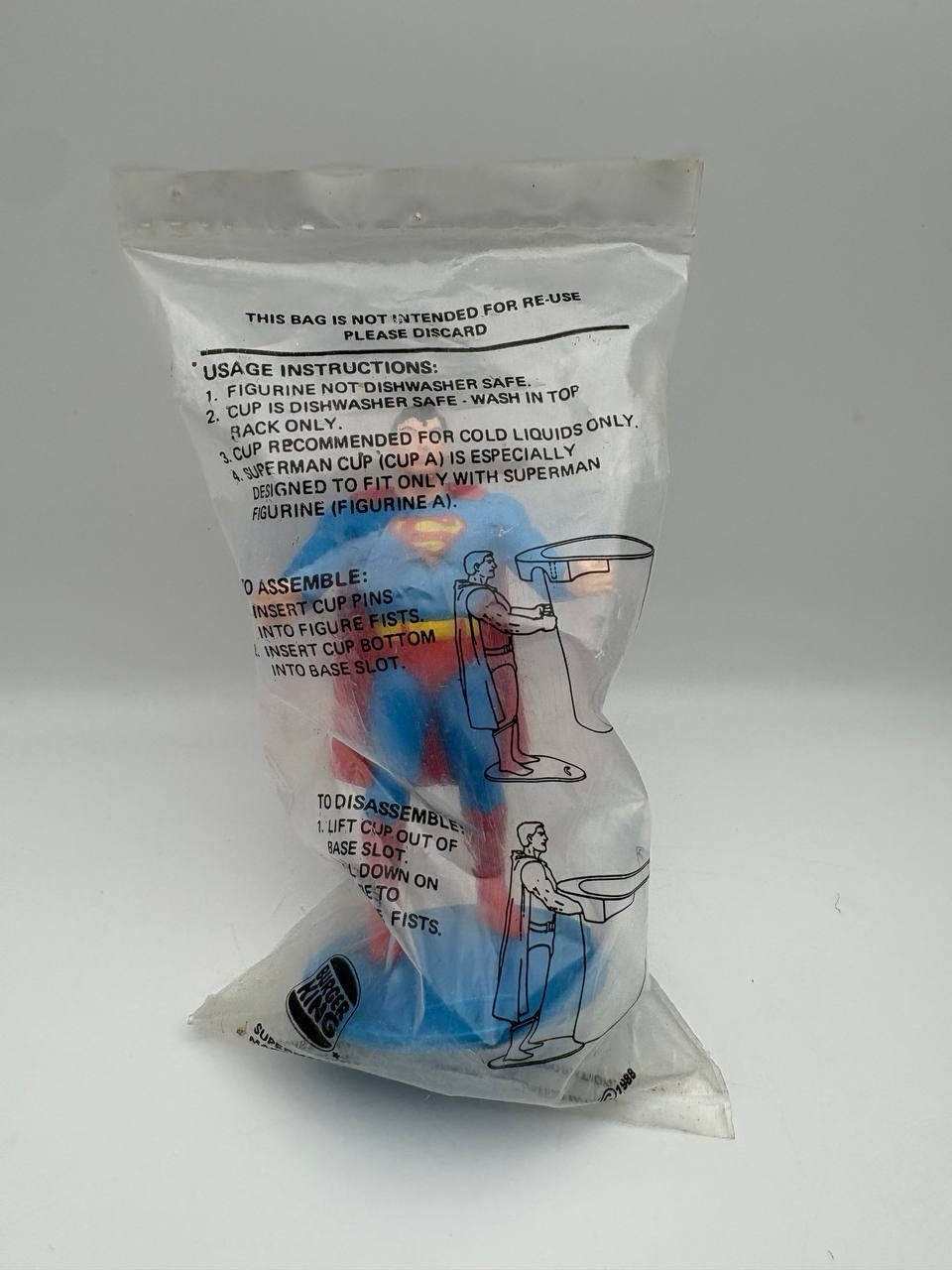 Vintage 1988 DC Comics Superman Figurine Cupholder Burger King