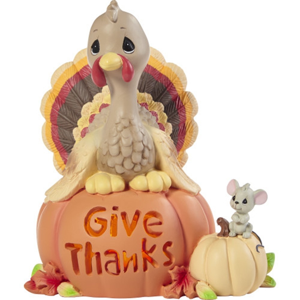 Precious Moments 259401 Give Thanks Lighted Turkey On Pumpkin Figurine 5.5