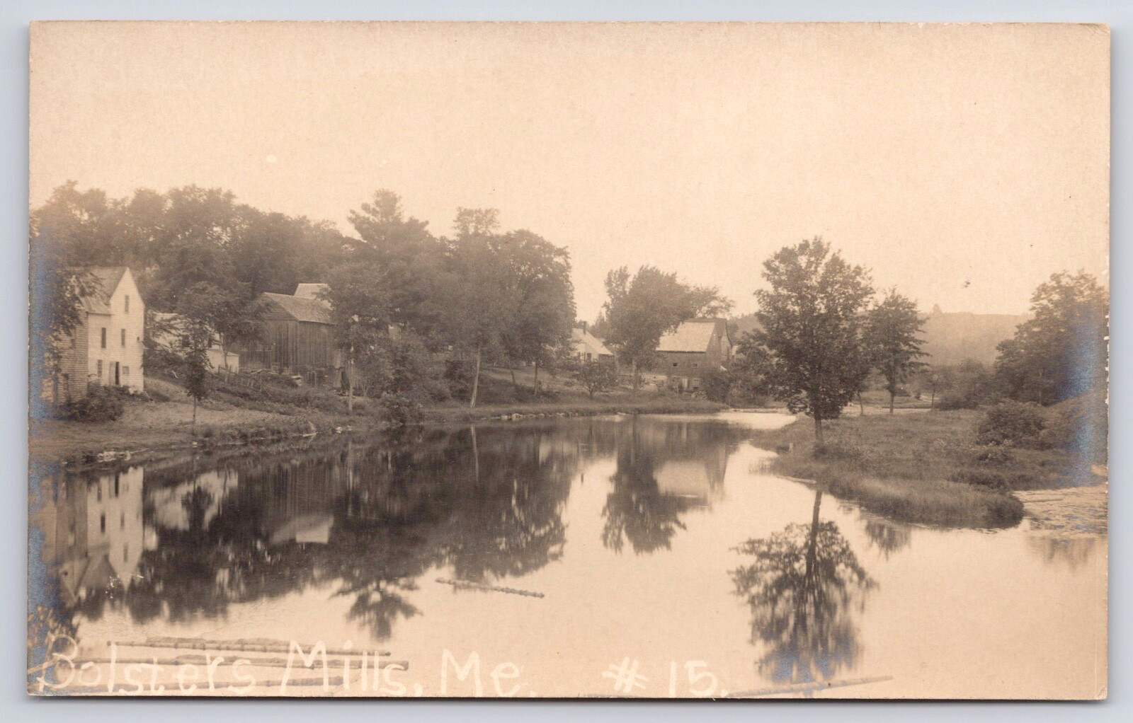 1908 RPPC Harrison, Maine - Bolsters Mills - The Crooked River Unposted Postcard