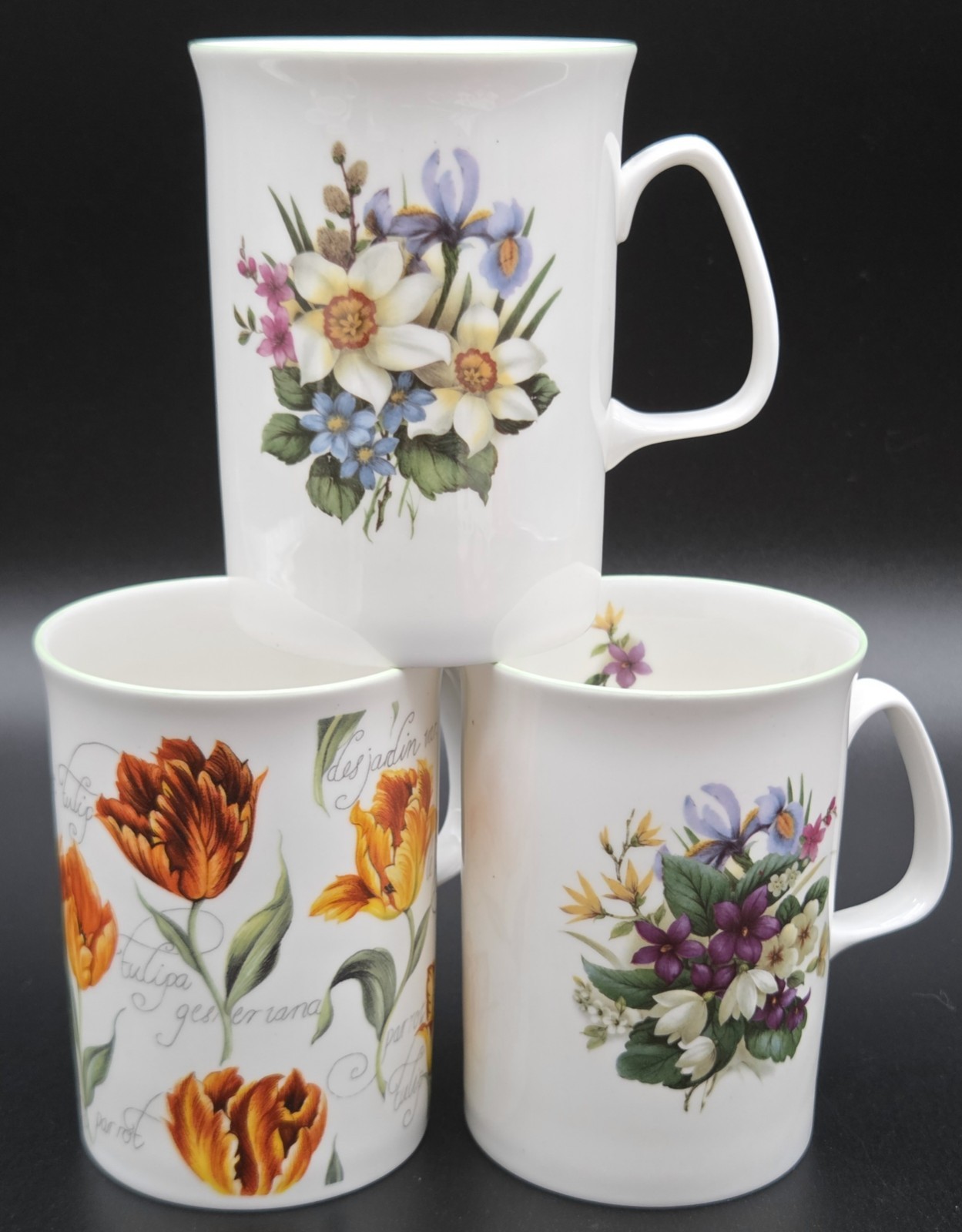Vintage Set of 3 Rose of England Fine Bone China 4\ Vintage Set of 3 Rose of England Fine Bone China 4\