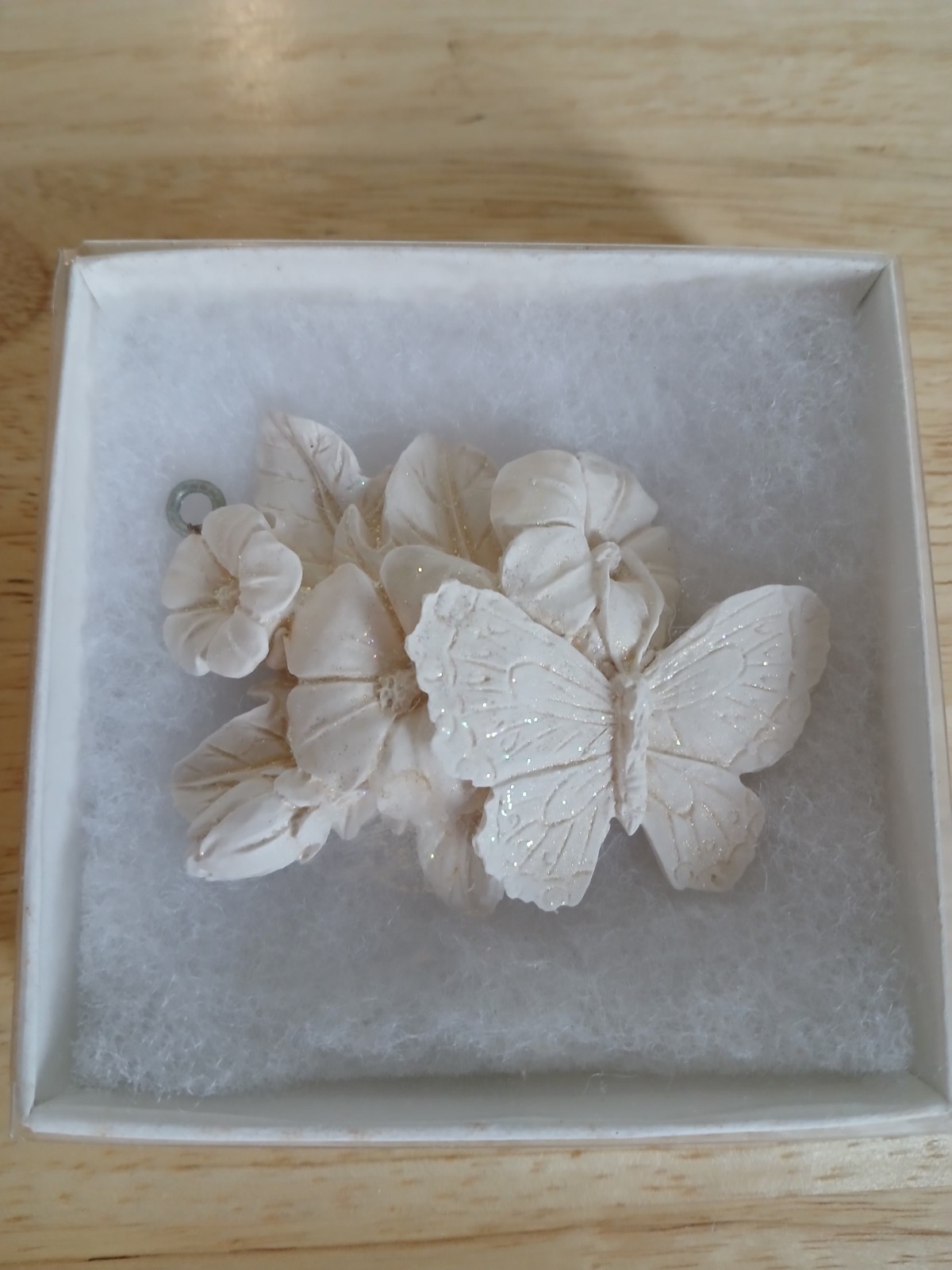 Vintage Sparkling Butterfly On Flowers Ornament