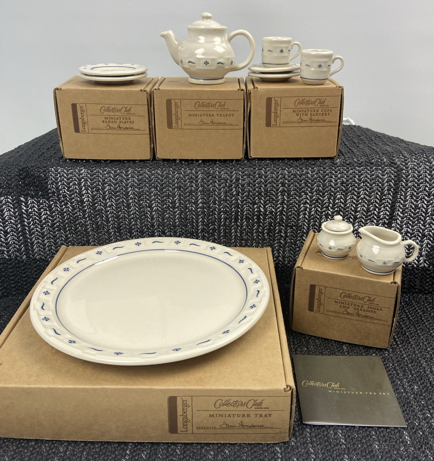 Longaberger Collector\'s Club Miniature Tea Set with Boxes 12pcs