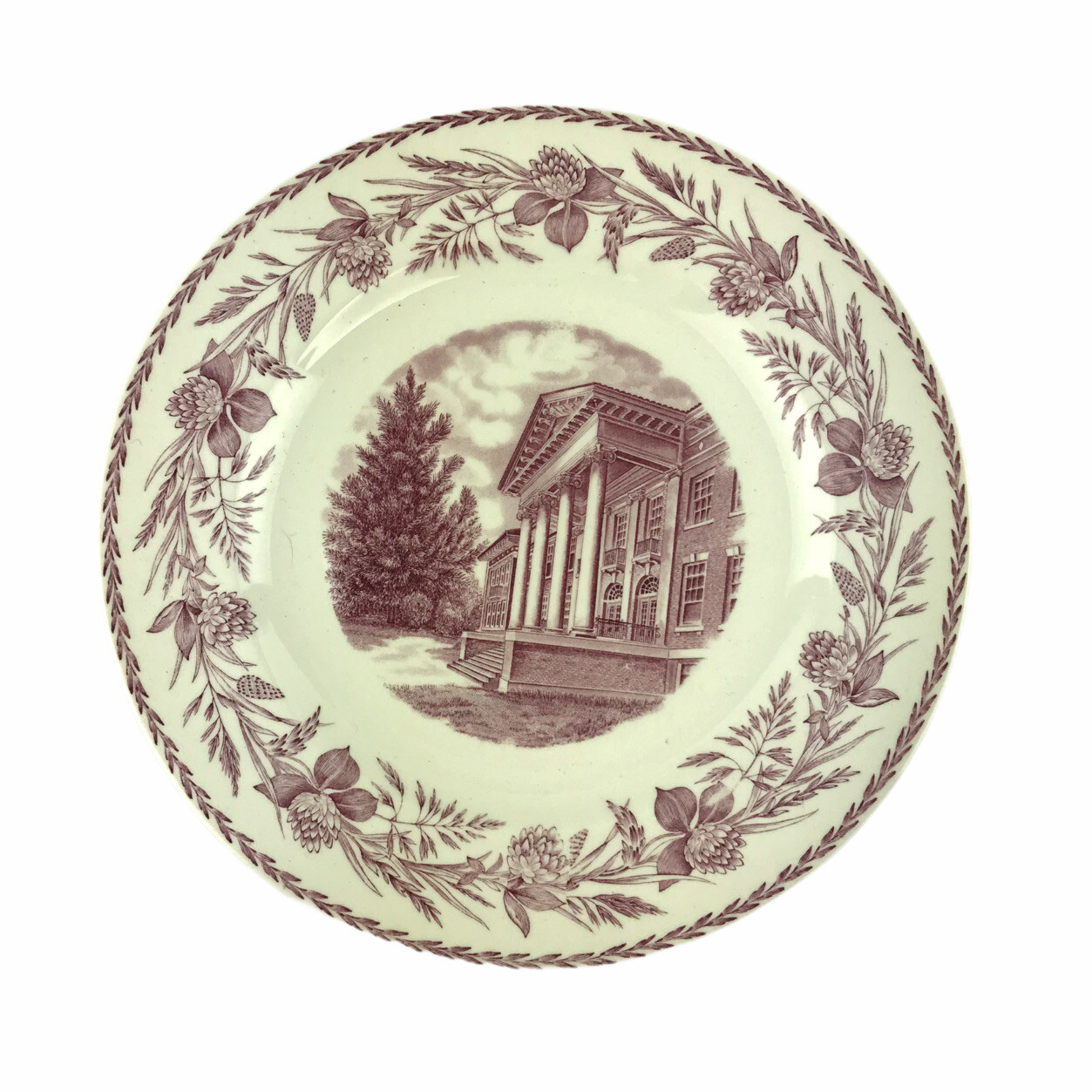 Wedgwood Cedar Crest College Plate Administration Building Red Transferware 10\