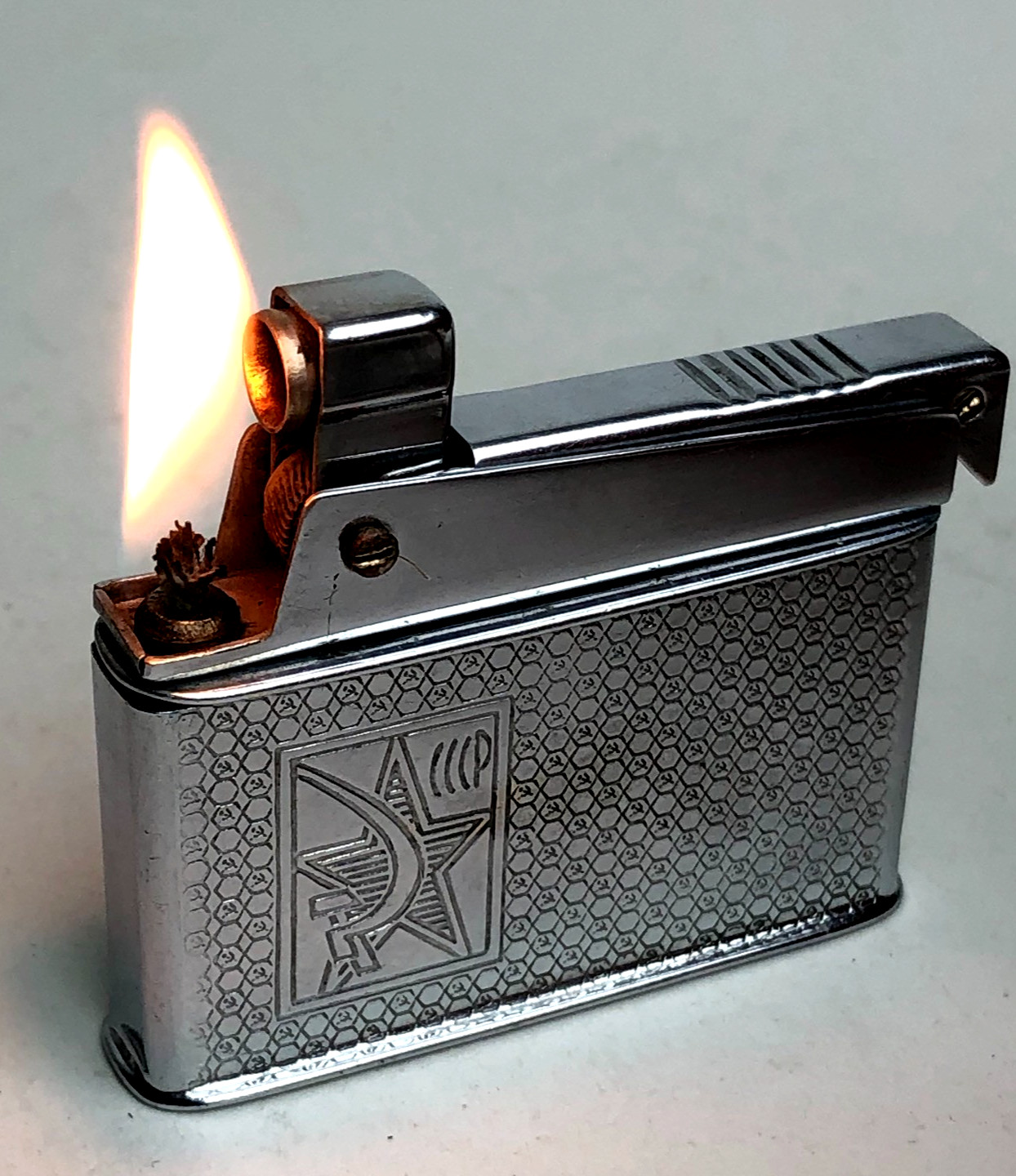 Vintage 1960s USSR Soviet Petrol Lighter Star Working Serviced