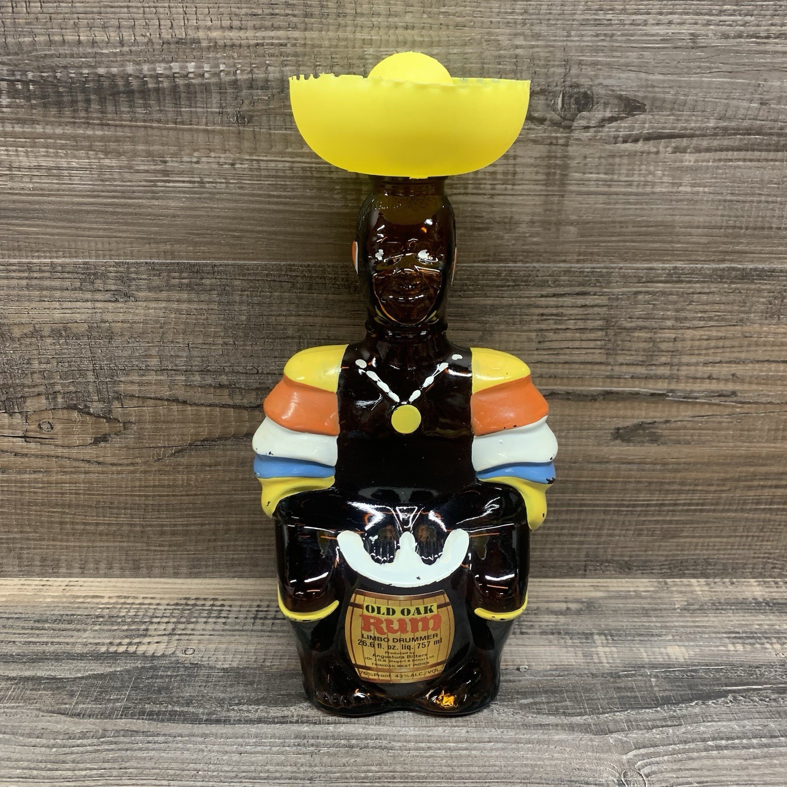 Vintage 70’s Angostura Trinidad Old Oak Limbo Drummer Rum Caribbean Bottle Empty Vintage 70’s Angostura Trinidad Old Oak Limbo Drummer Rum Caribbean Bottle Empty