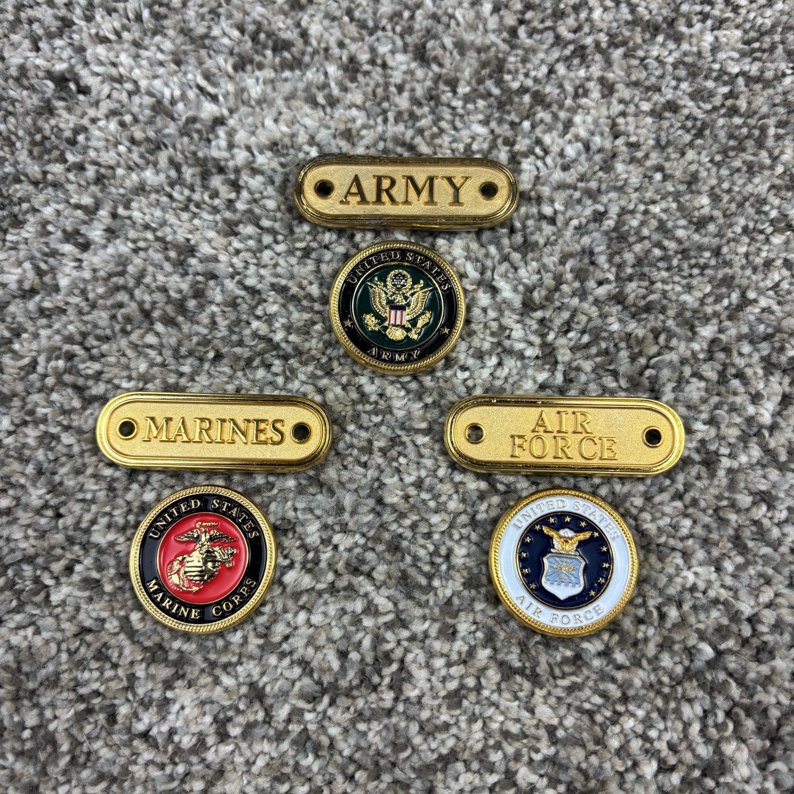 US Military Branch Metal Adhesive Emblems Plaques Army Marines Air Force Craft