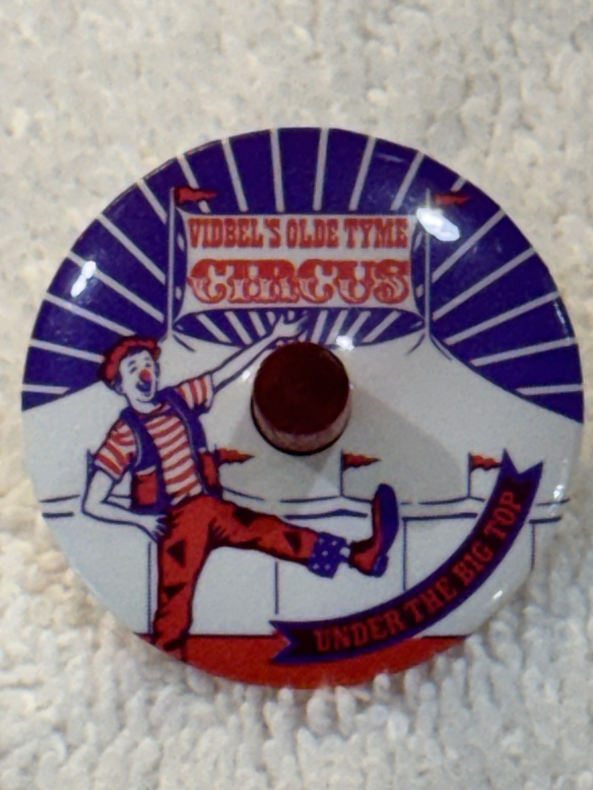 Vintage Circus  Toy crafter  Spinning Top-Metal-Promo Toy-Clown Graphics