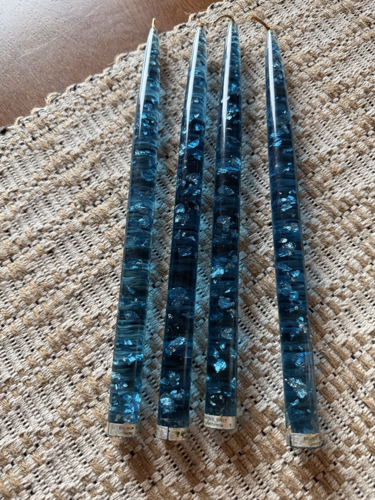 Vintage MCM RARE, Hard To Find Sapphire Blue, Set Of 4 Lucite 12” Candles. Vintage MCM RARE, Hard To Find Sapphire Blue, Set Of 4 Lucite 12” Candles.