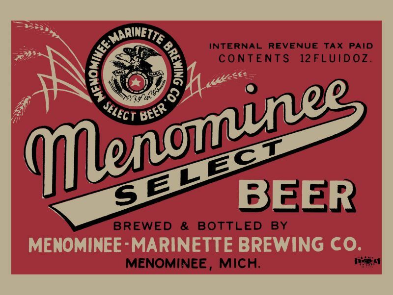 Menominee Select Beer New Metal Sign: Menominee-Marinette Brewing - Michigan