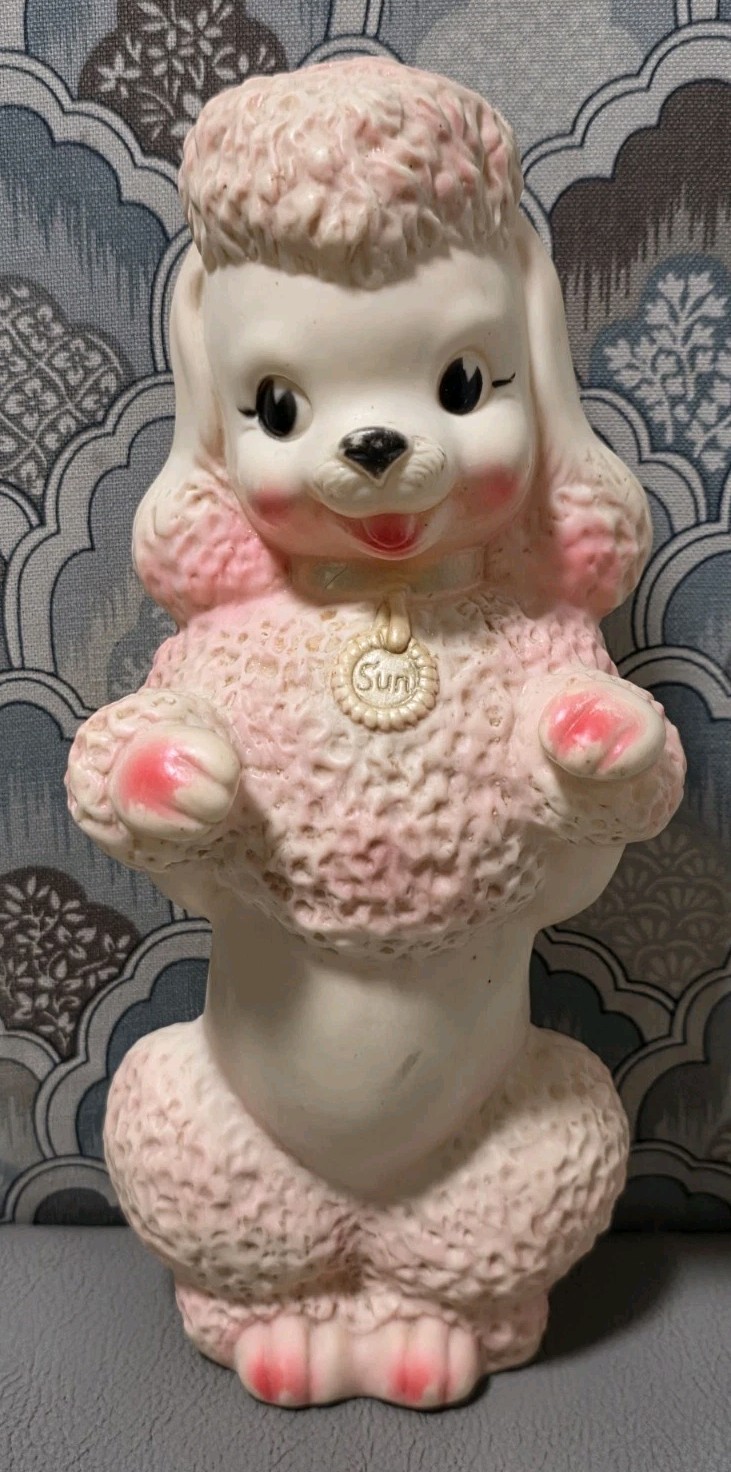 Vintage Sun Rubber Pink Poodle Squeak Toy 8\