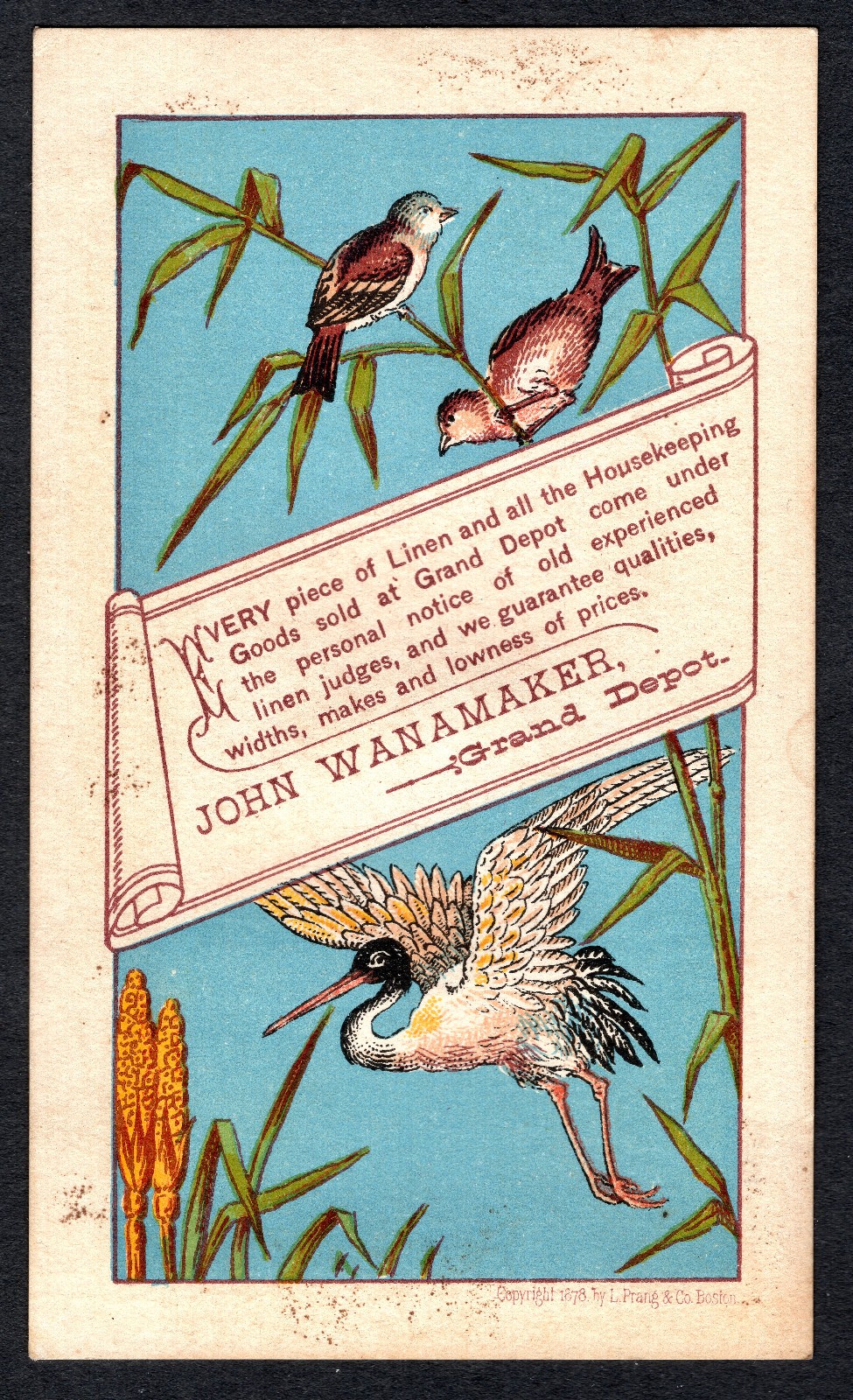 c. 1880s John Wanamaker Grand Depot, Phila. Vict.  Adv. Trade Card