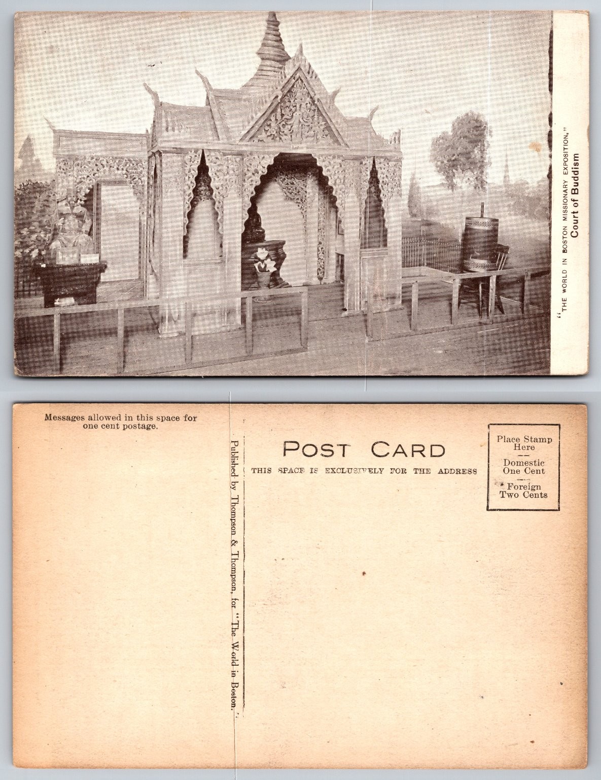 1908 Boston Missionary Exposition Court of Buddhism Pavilion Postcard 1908 Boston Missionary Exposition Court of Buddhism Pavilion Postcard