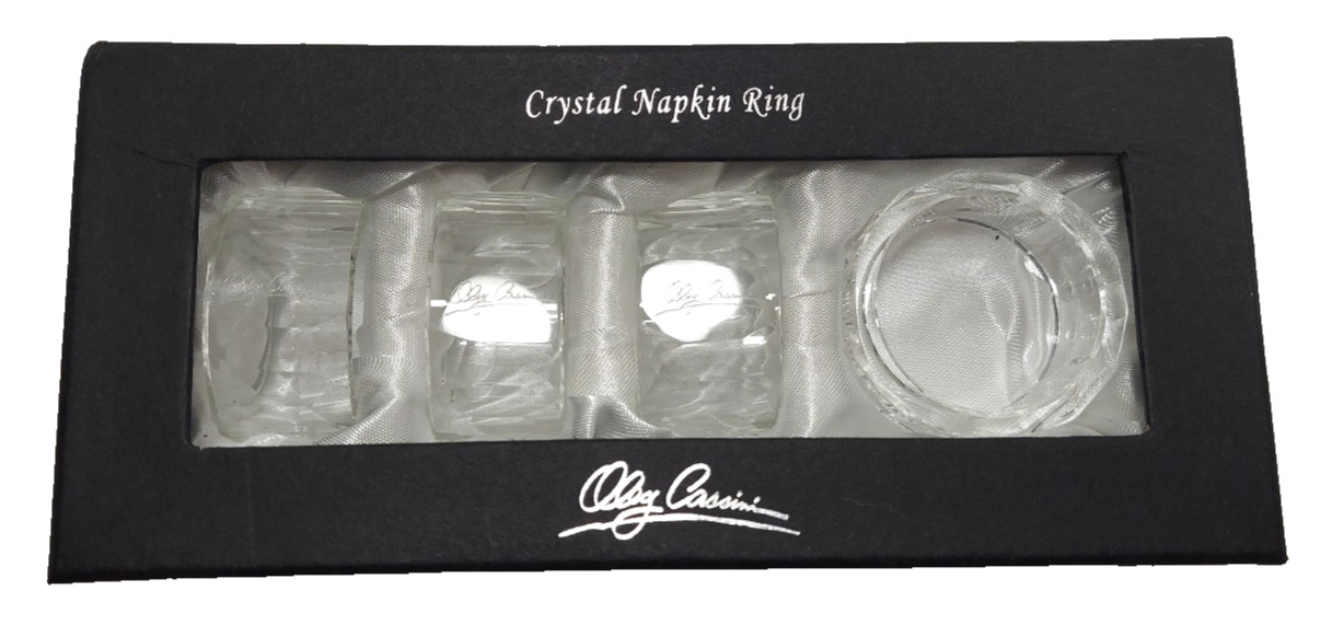 Oleg Cassini Crystal Napkins Holder 4 Christmas New Years Wedding gift Fancy Oleg Cassini Crystal Napkins Holder 4 Christmas New Years Wedding gift Fancy