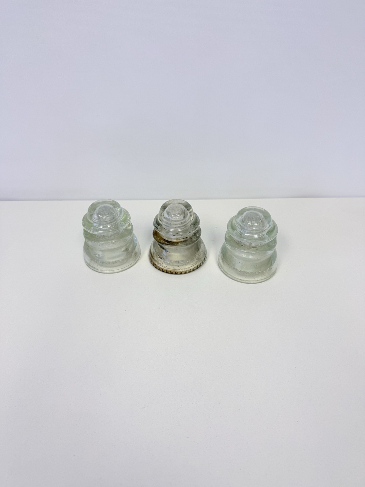 Lot Of 3 Vintage Hemingray-14 Clear Glass Insulator No Damage