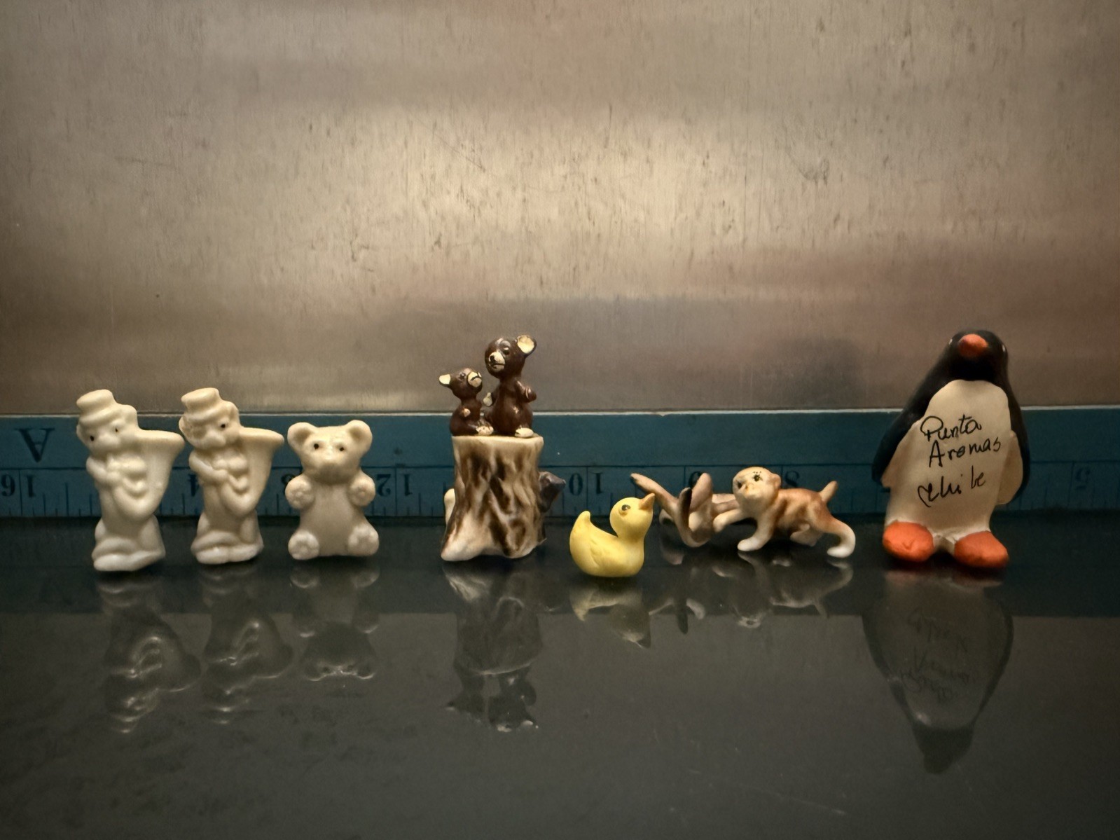 Vintage Miniature Ceramic Porcelain Figurines Lot Bears Penguin  Chile Animals⁠