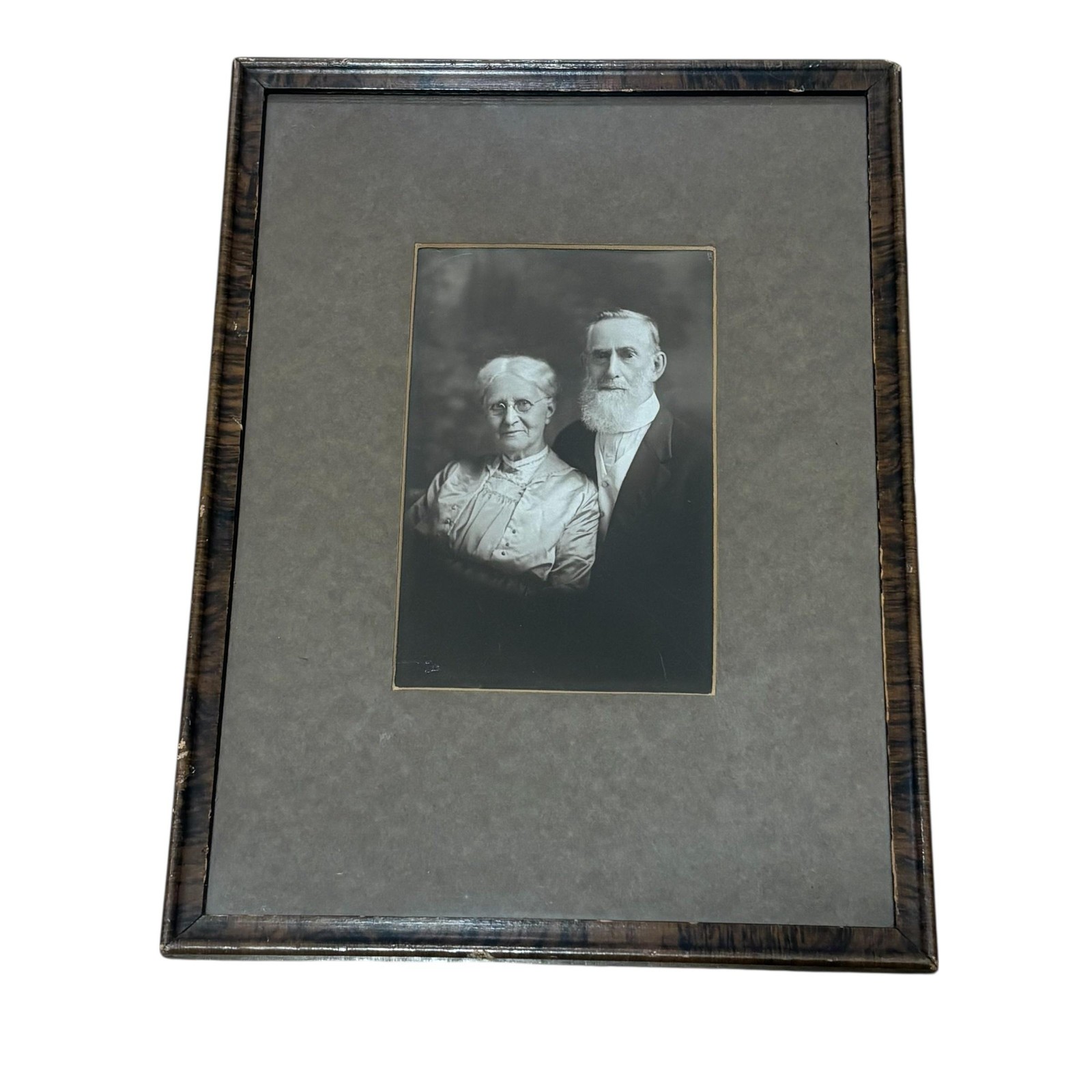 Antique 1918 Framed Photo Wm Edward & Mary Ann Lamb 50th Wedding Black Portrait