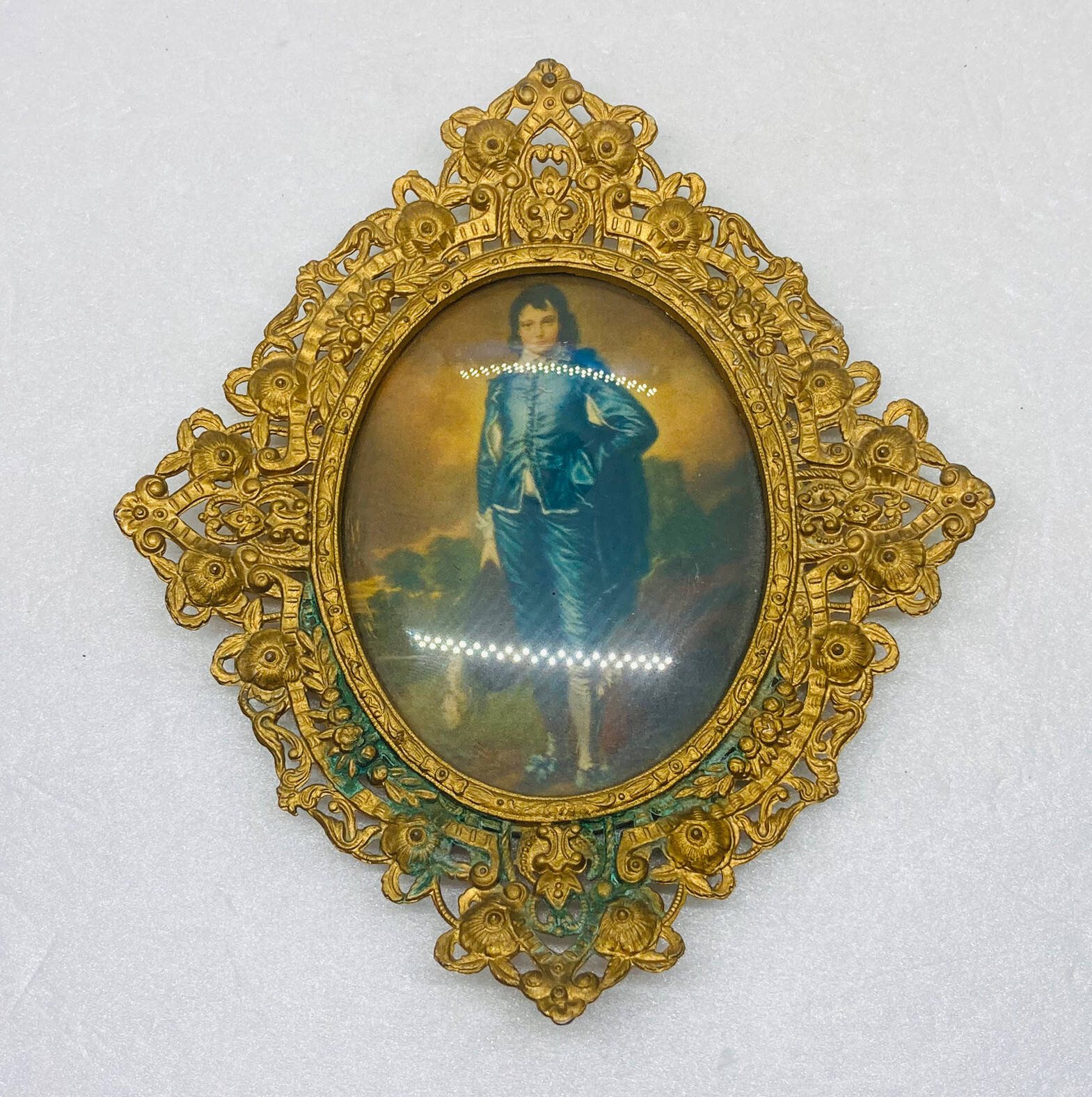 Antique Victorian Era Blue Boy Painting Brass Ornate Framed Art Decor Picture 7 Antique Victorian Era Blue Boy Painting Brass Ornate Framed Art Decor Picture 7