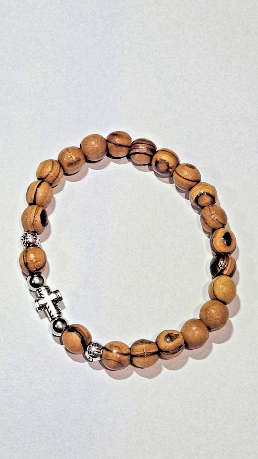 Olive Wood Bracelet Men Women Rosary Beads Holy Land Jerusalem Cross Bethlehem