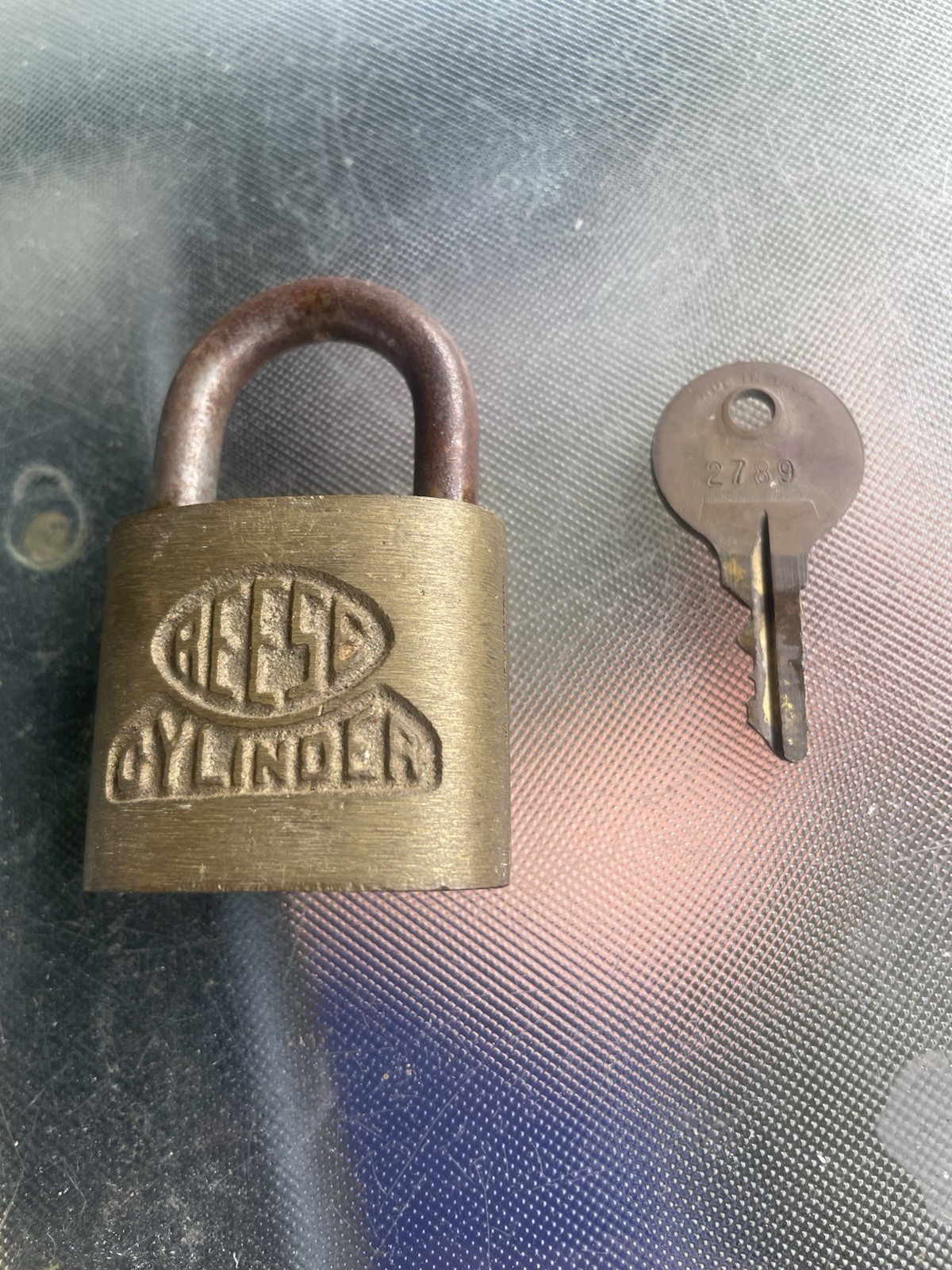 Vintage Reese Cylinder Brass Padlock Lock With Key Made In USA Vintage Reese Cylinder Brass Padlock Lock With Key Made In USA