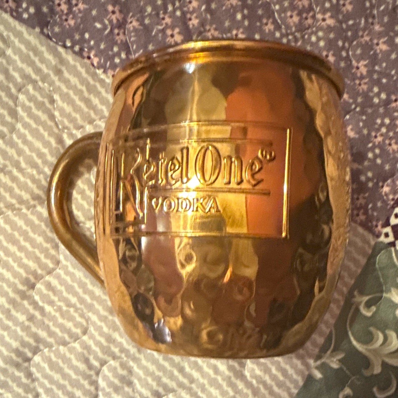 Ketel One Copper Hammered Embossed Mugs 16 oz Piece Hot/Cold Hand Wash