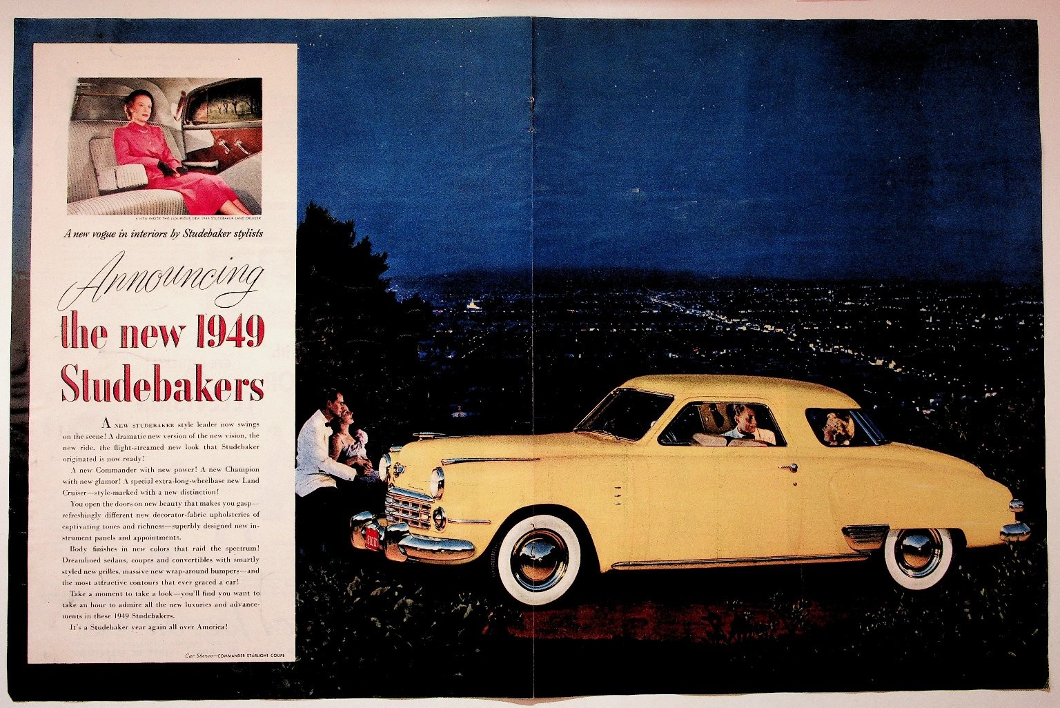 Studebaker 1949 Print Advertisement 10x13 Yellow Car Vintage Ad Studebaker 1949 Print Advertisement 10x13 Yellow Car Vintage Ad