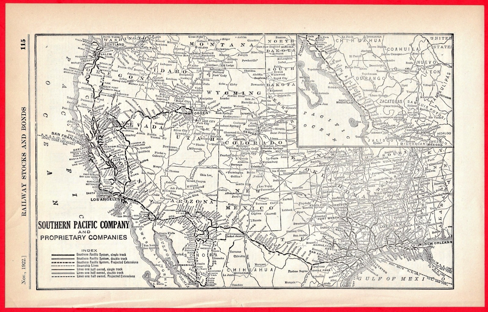 1922 Southern Pacific Railroad Company and Proprietary Companies Map 1922 Southern Pacific Railroad Company and Proprietary Companies Map