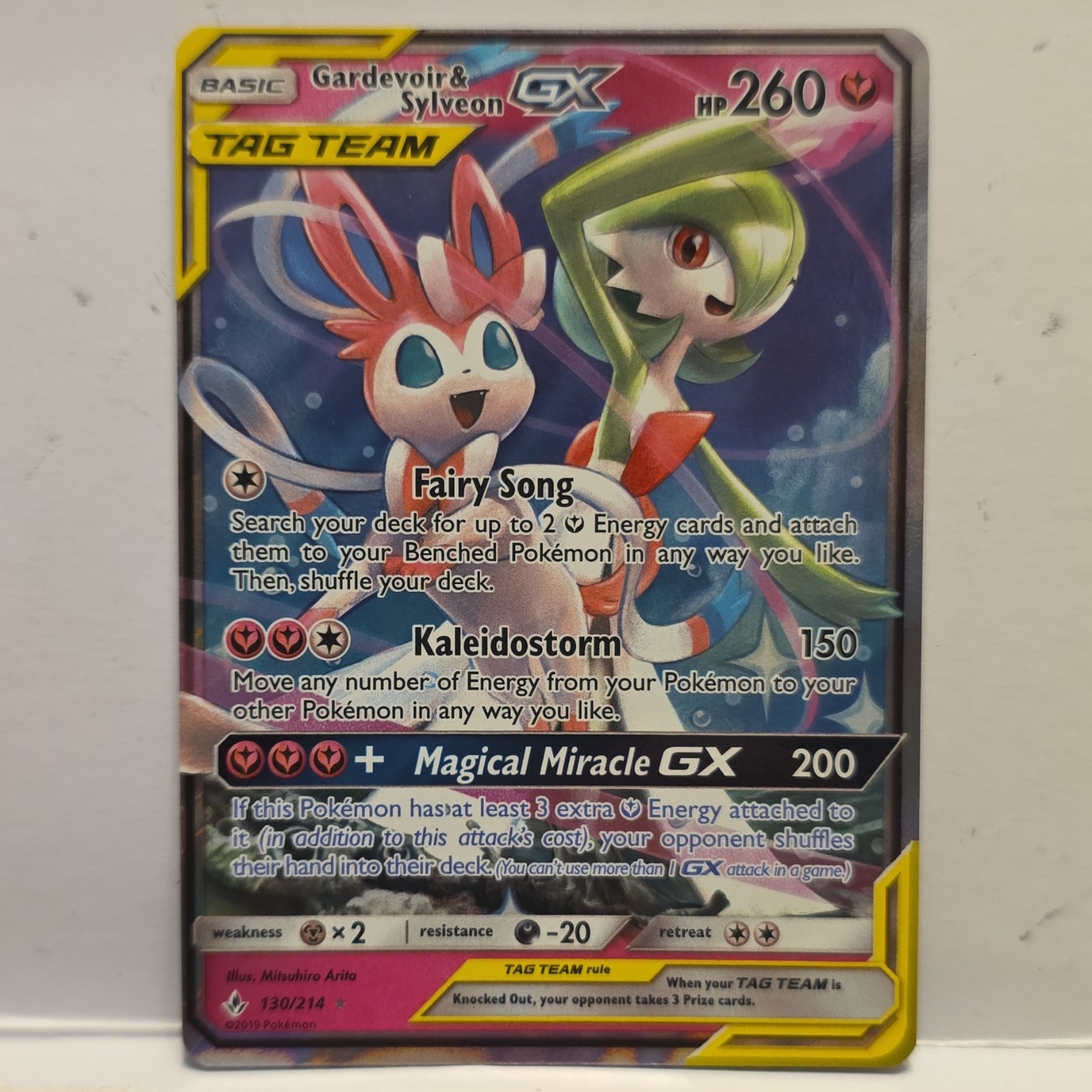 Gardevoir Sylveon GX #130/214 Tag Team Unbroken Bonds NM 2019 Pokemon Sun & Moon
