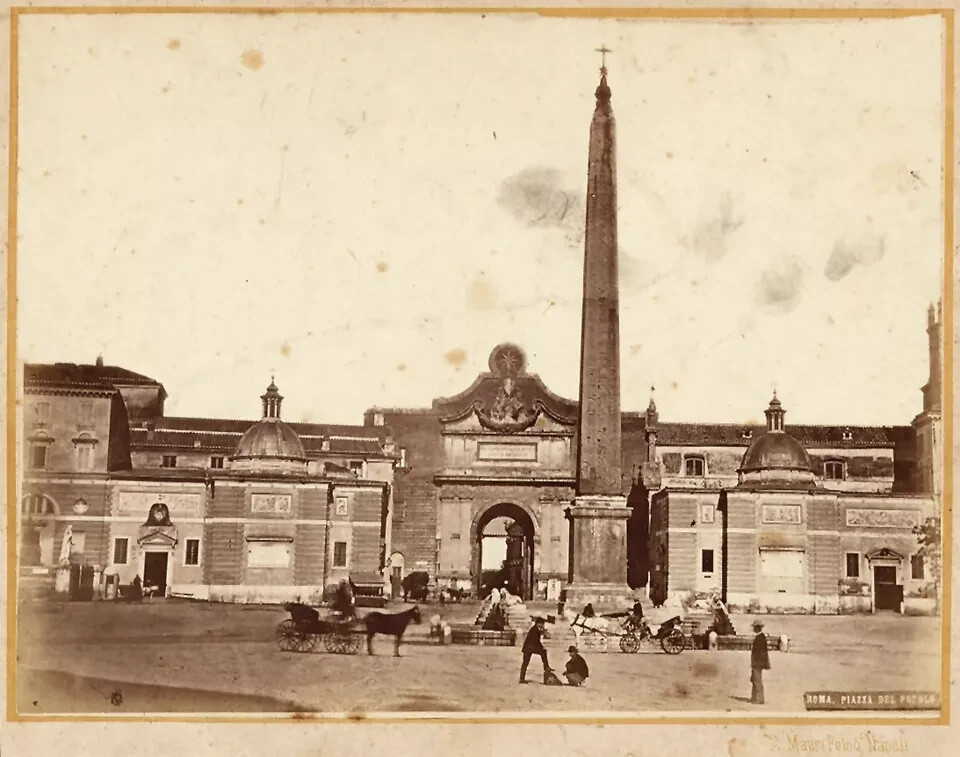 Unseen Rome Piazza del Popolo 1860c Bernoud Printed later in 70s from A. Mauri Unseen Rome Piazza del Popolo 1860c Bernoud Printed later in 70s from A. Mauri