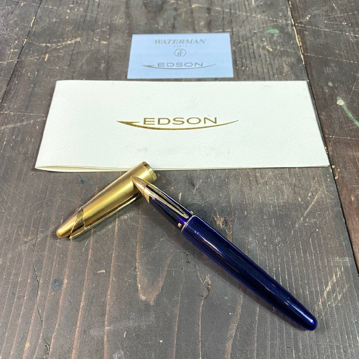 WATERMAN Edson Fountain Pen 18K 750 Sapphire Blue w/ Booklet