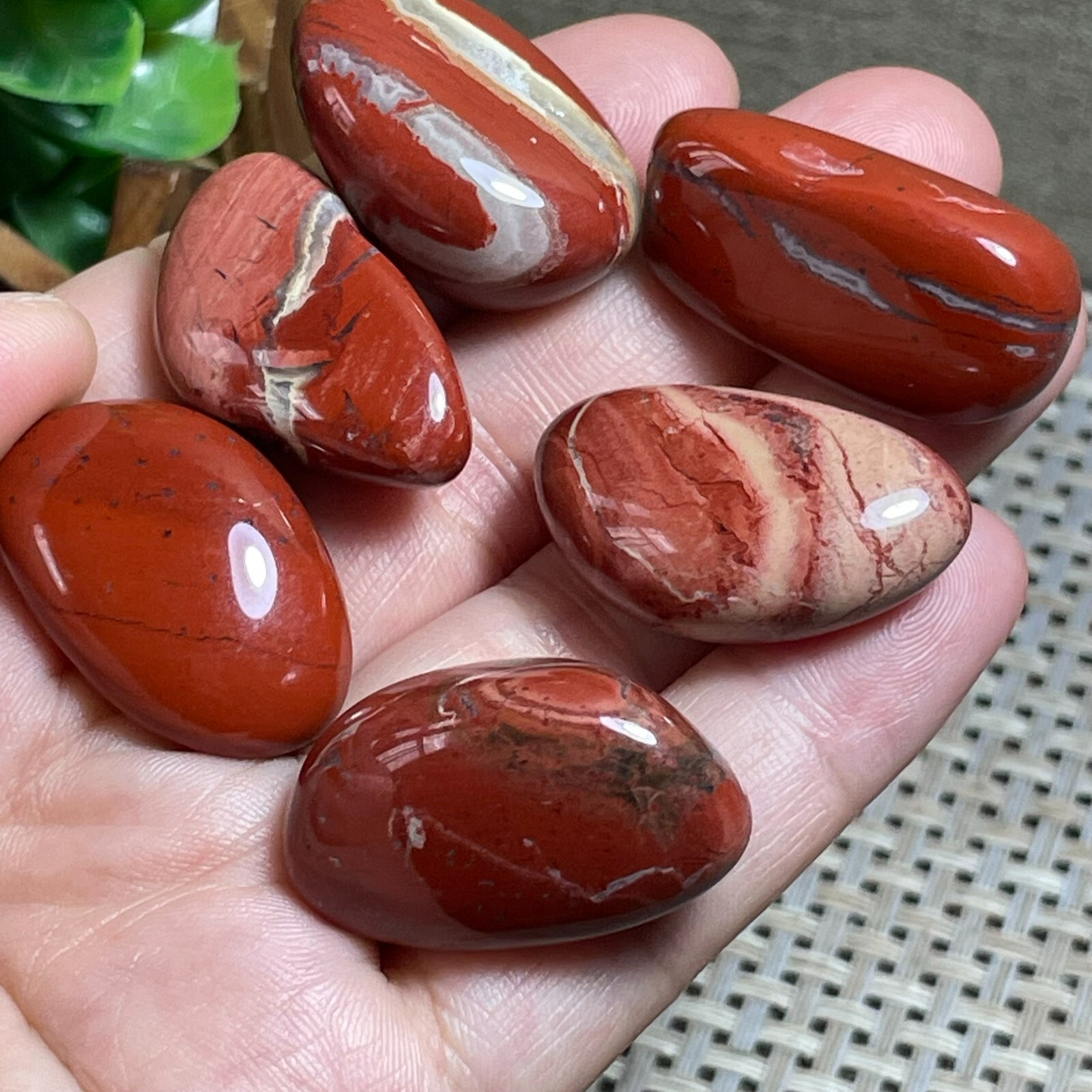 6pcs  Red jasper stone raw stone polished decoration specimen Viewing 72g AP10