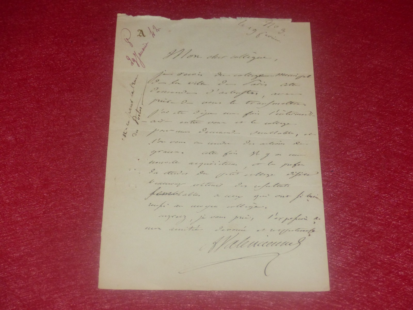 [COLLEC. AD. THIERS] Rare Autograph Signed Ca 1840 Prof. Achille Valenciennes