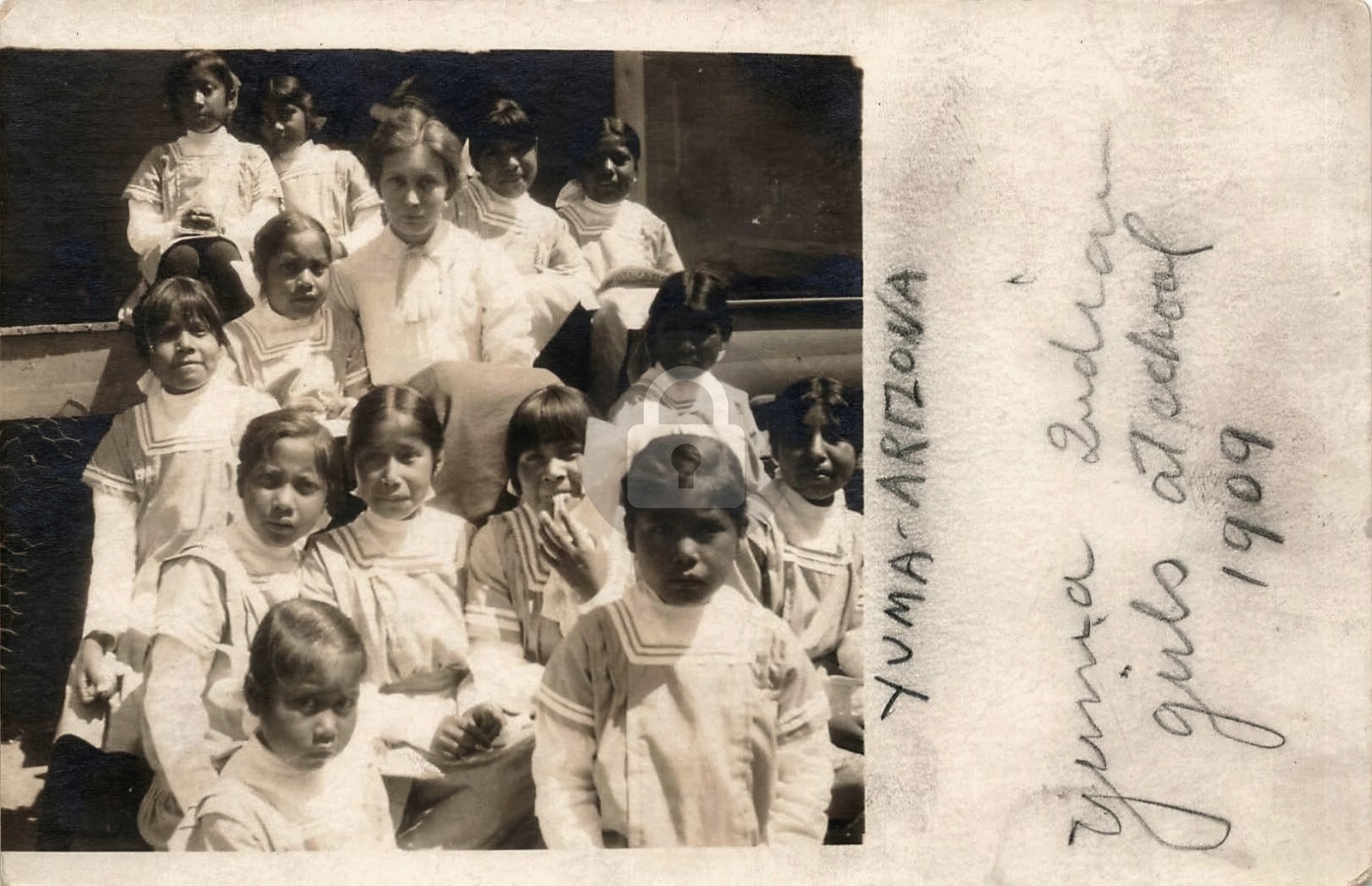 1909 Arizona Indian School Girls Yuma AZ RPPC Photo Postcard COPY