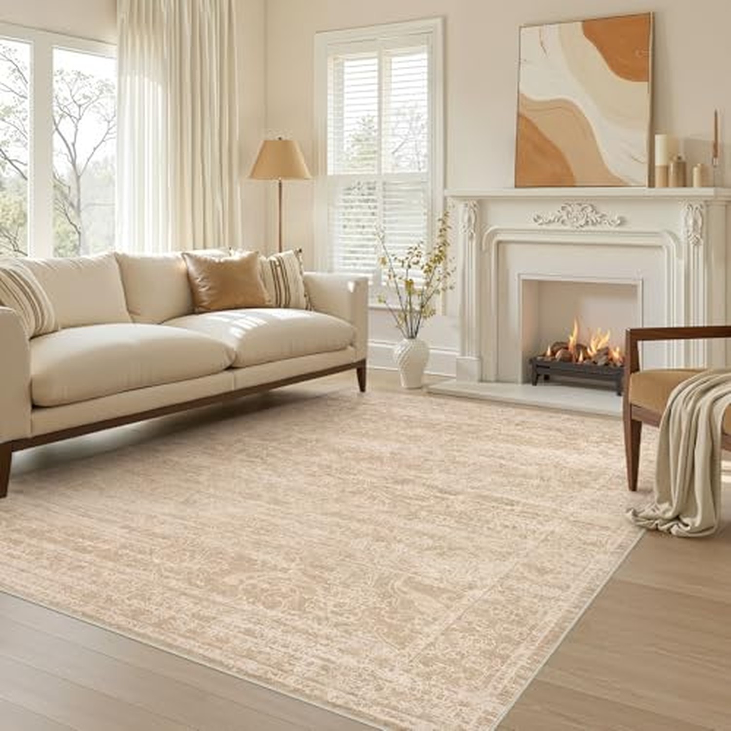 Nakagishi Neutral 5x7 Area Rugs for Living Room Washable, Beige/Dark Brown Nakagishi Neutral 5x7 Area Rugs for Living Room Washable, Beige/Dark Brown