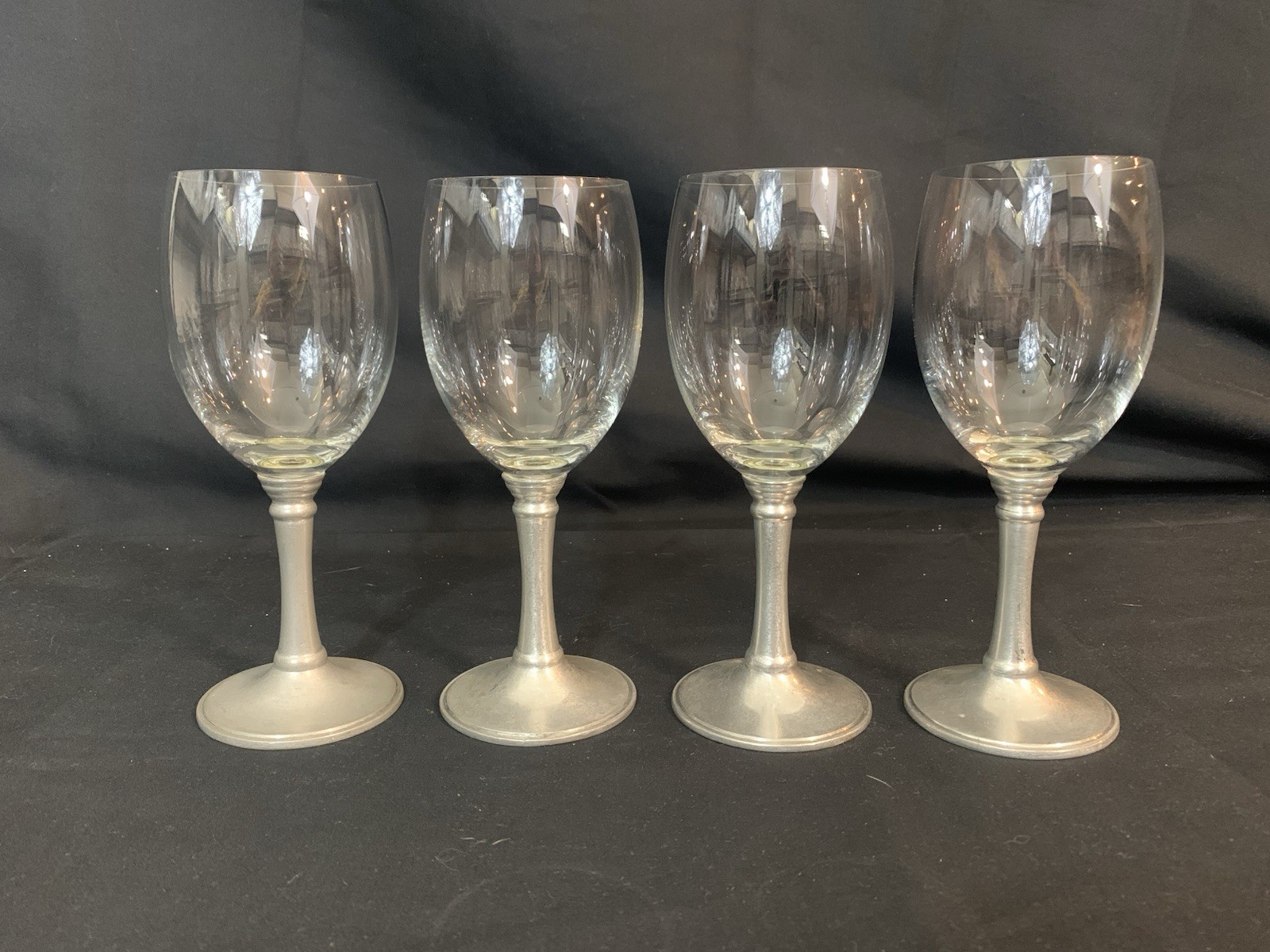 Cosi Tabellini Handmade in Italy Match Pewter Red Wine Glasses Goblet. Set Of 4
