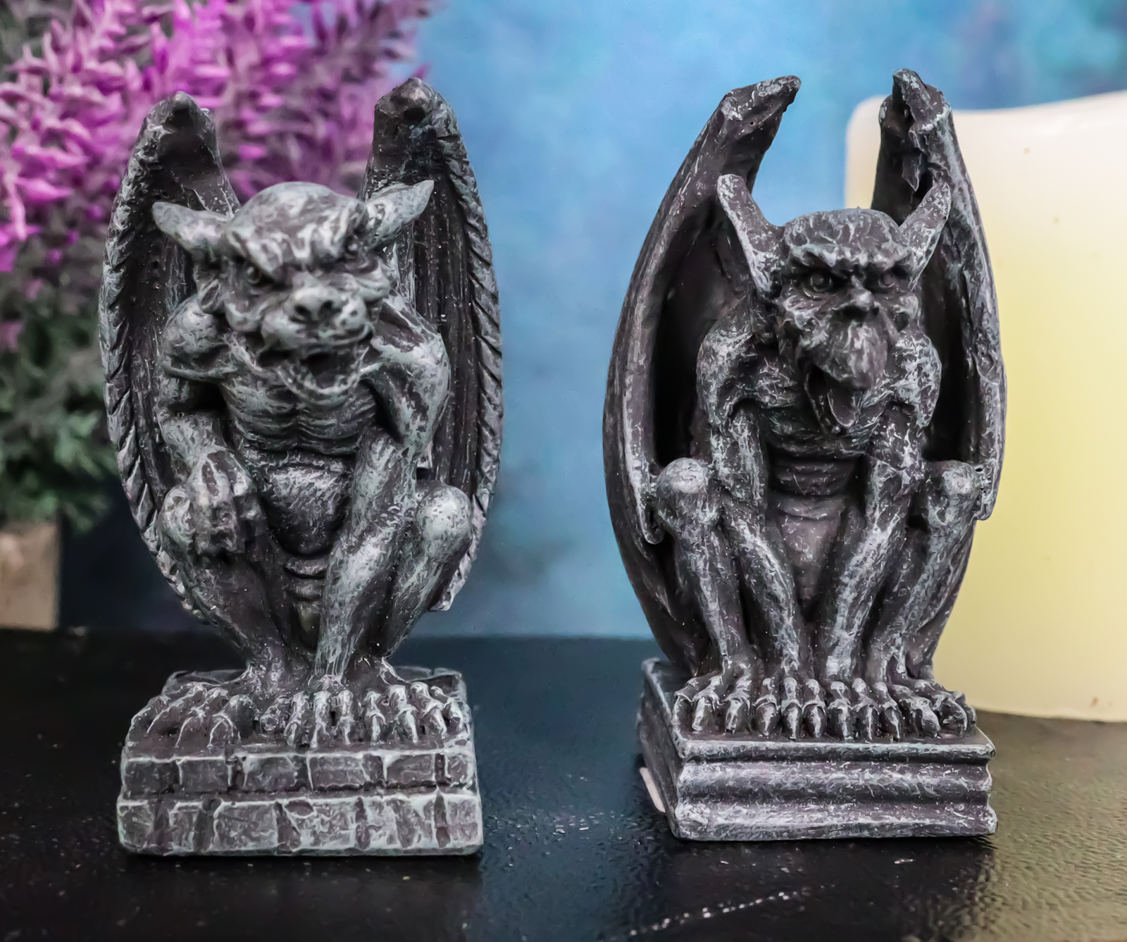 Gothic Notre Dame Guardian Mini Gargoyle Statue Set of 2 Miniature Fairy Garden Gothic Notre Dame Guardian Mini Gargoyle Statue Set of 2 Miniature Fairy Garden
