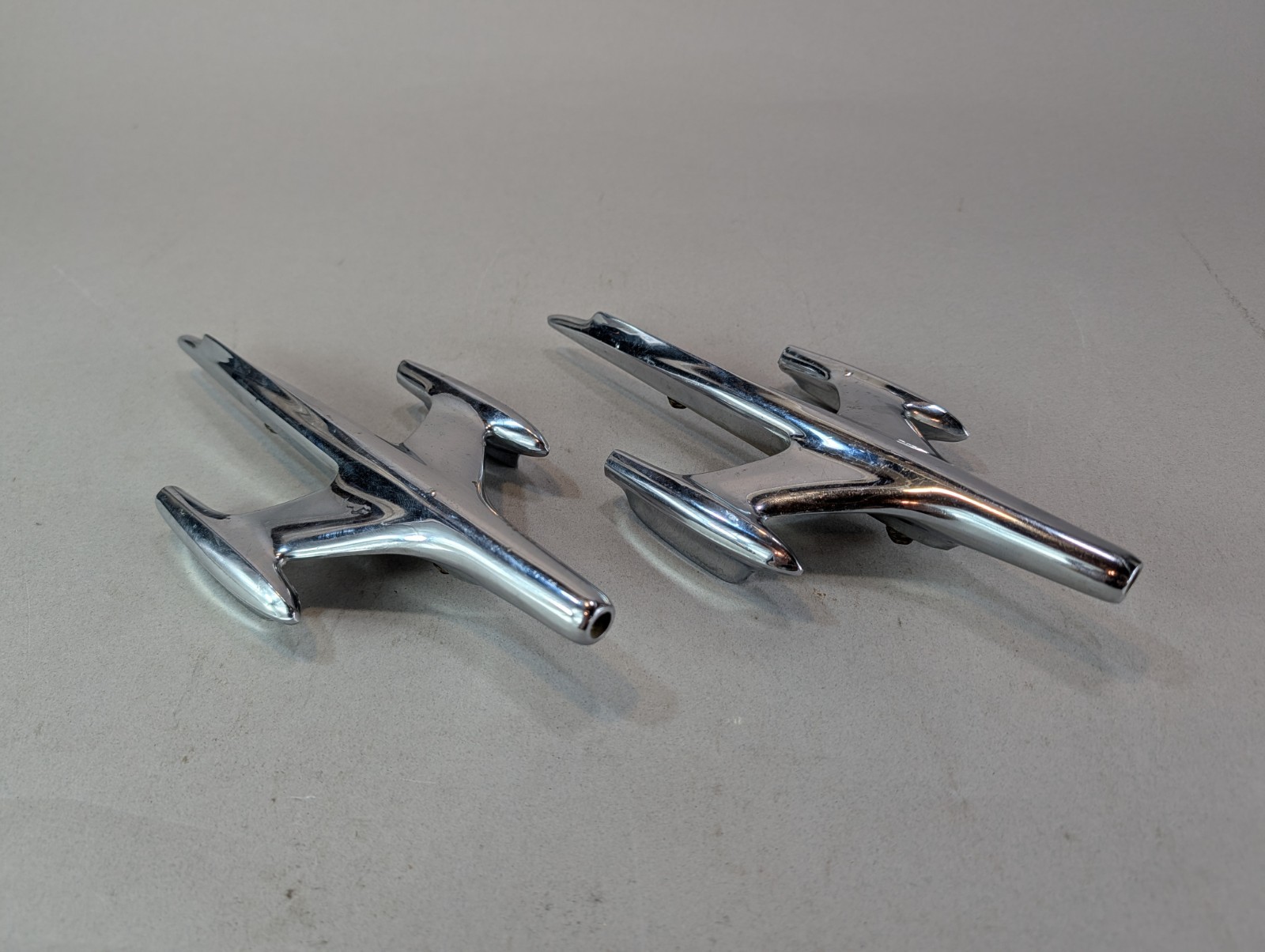 1957 Oldsmobile Chrome Fender Ornament Jet Rocket Pair Super 88 Models LOT 1957 Oldsmobile Chrome Fender Ornament Jet Rocket Pair Super 88 Models LOT