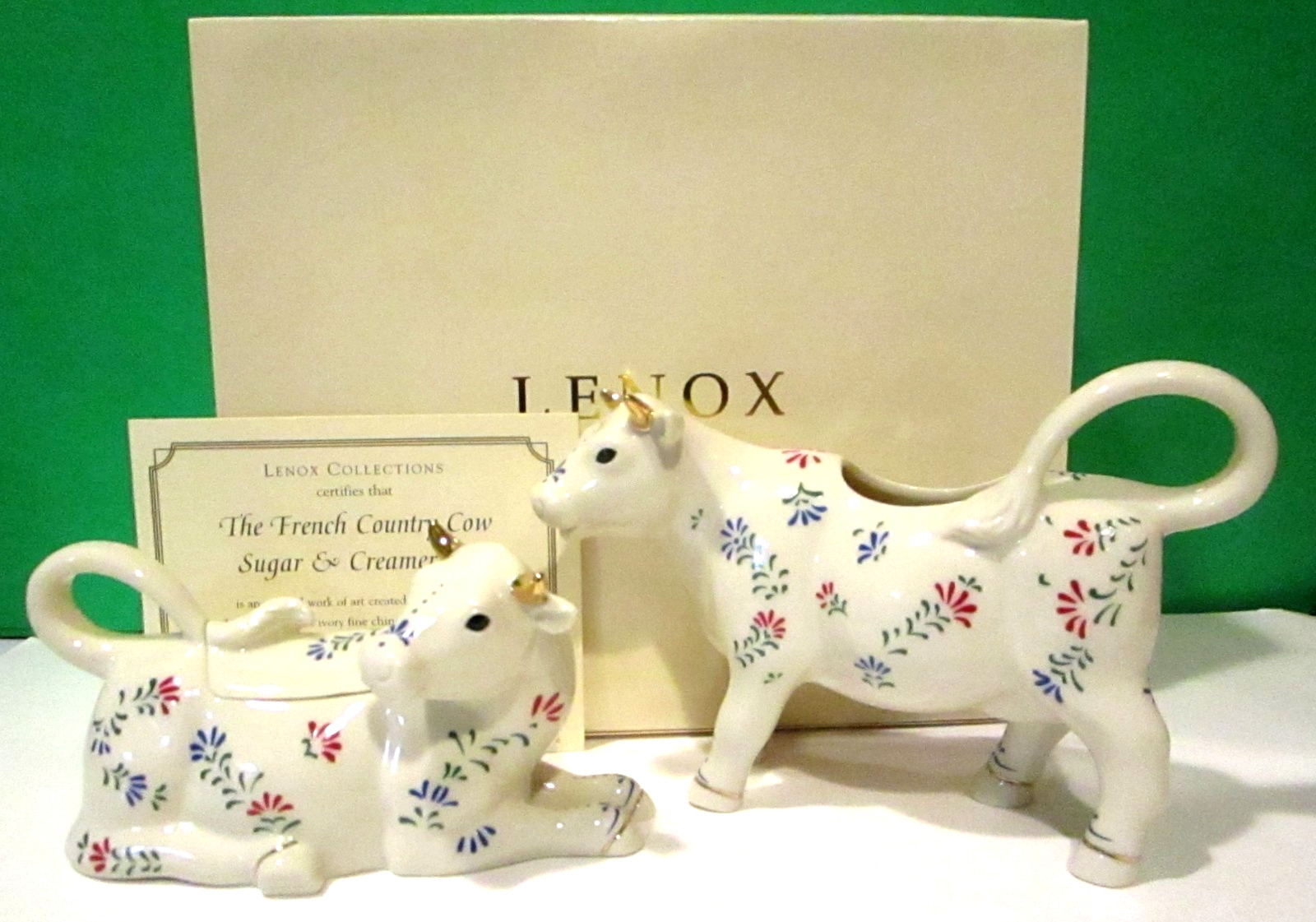 LENOX the FRENCH COUNTRY COW CREAMER and SUGAR SET --- - NEW in BOX with COA
