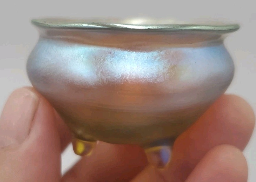 L.C.T. Louis Comfort Tiffany Favrile Antique Victorian Art Glass Salt Cellar L.C.T. Louis Comfort Tiffany Favrile Antique Victorian Art Glass Salt Cellar