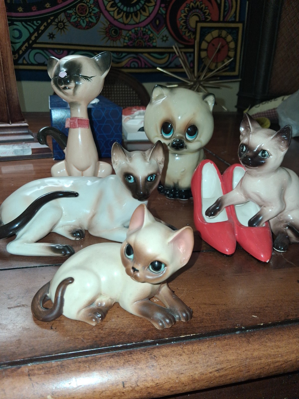VINTAGE SIAMESE CAT FIGURINES lot (5) NORCREST VINTAGE SIAMESE CAT FIGURINES lot (5) NORCREST
