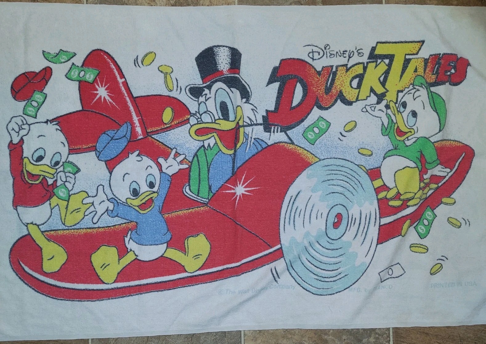 Vintage Walt Disney DUCK TALES Beach Towel Franco Pre-owned GUC 26 X 48 