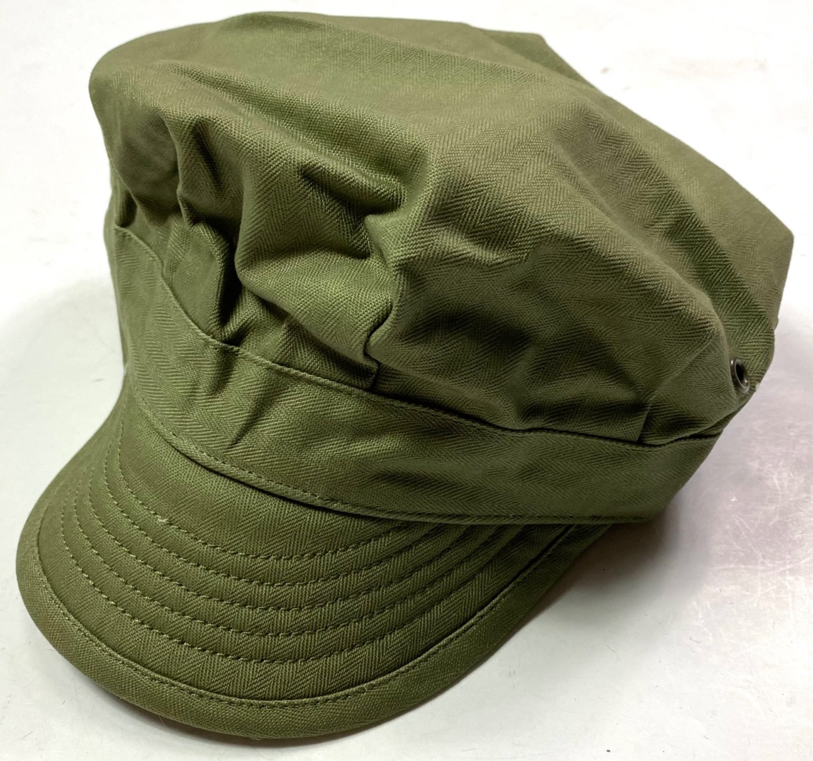 WWII US USMC MARINE HBT COMBAT FIELD CAP, SHORT BILL-LARGE